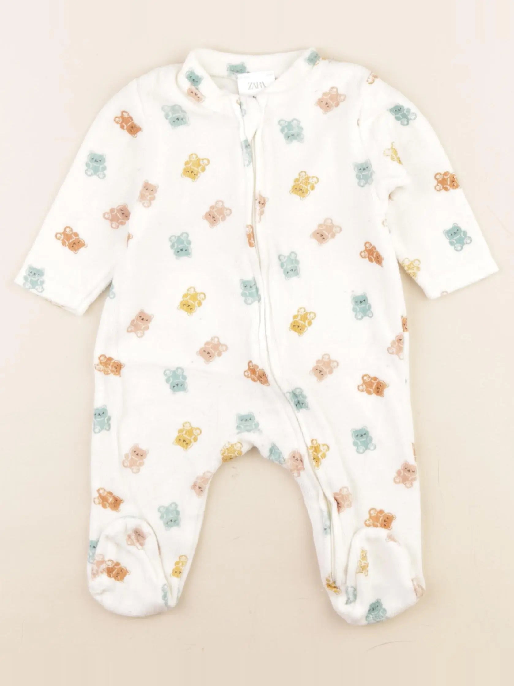 Zara - pyjama velours beige - 1/3 mois
