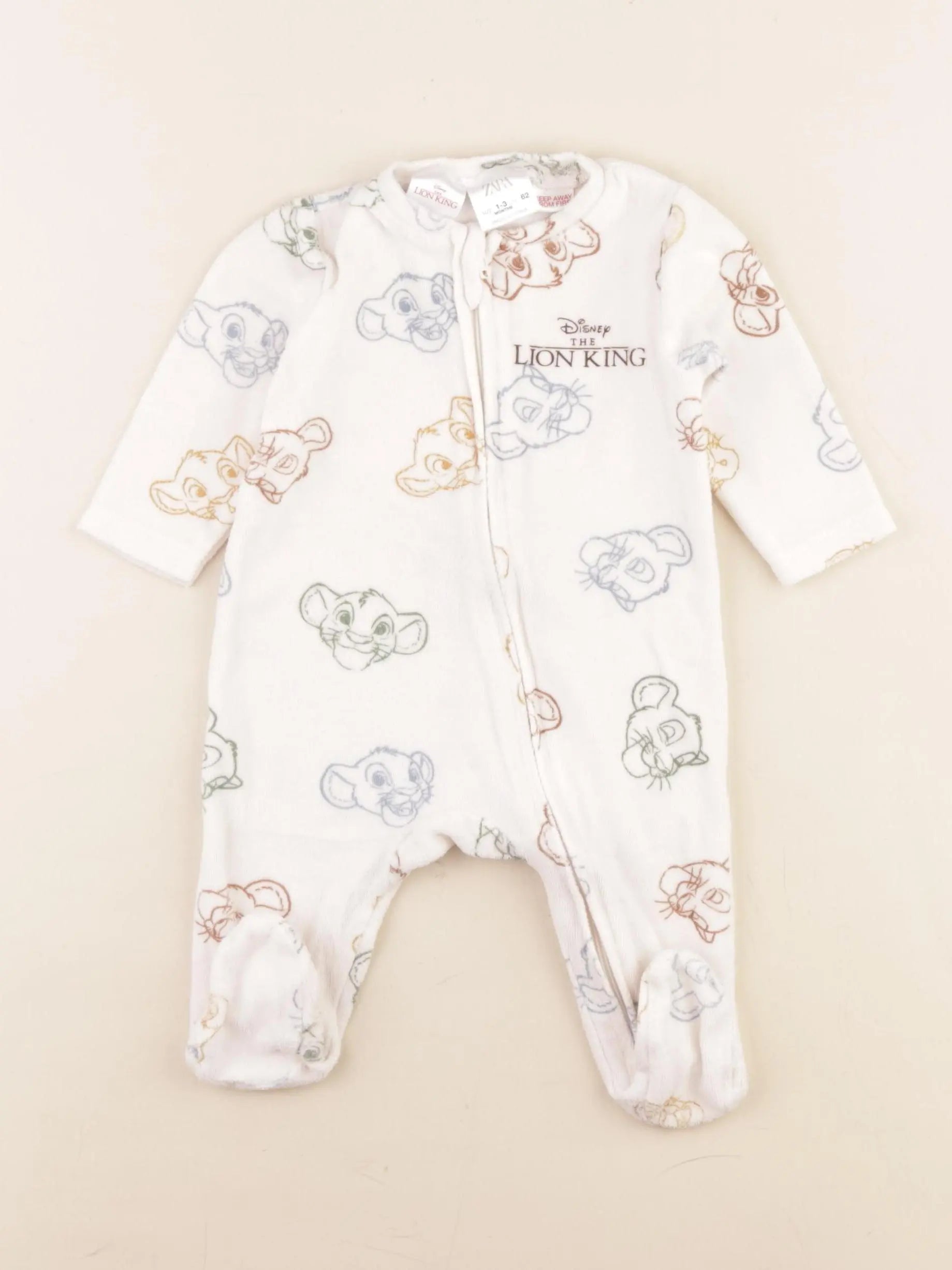 Zara - pyjama velours beige - 1/3 mois