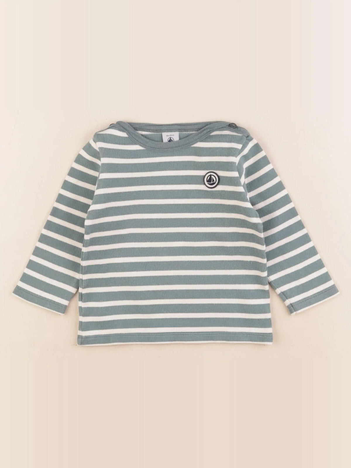 Petit Bateau - tee-shirt vert, beige - 18 mois