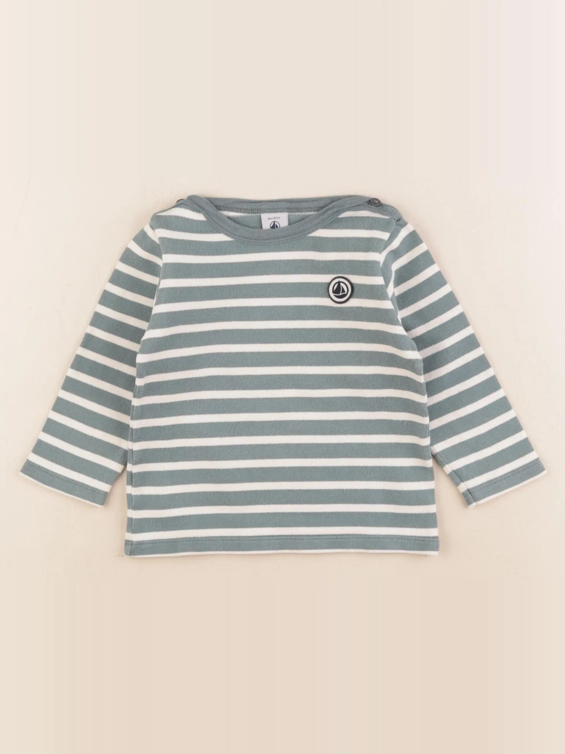 Petit Bateau - tee-shirt vert, beige - 18 mois