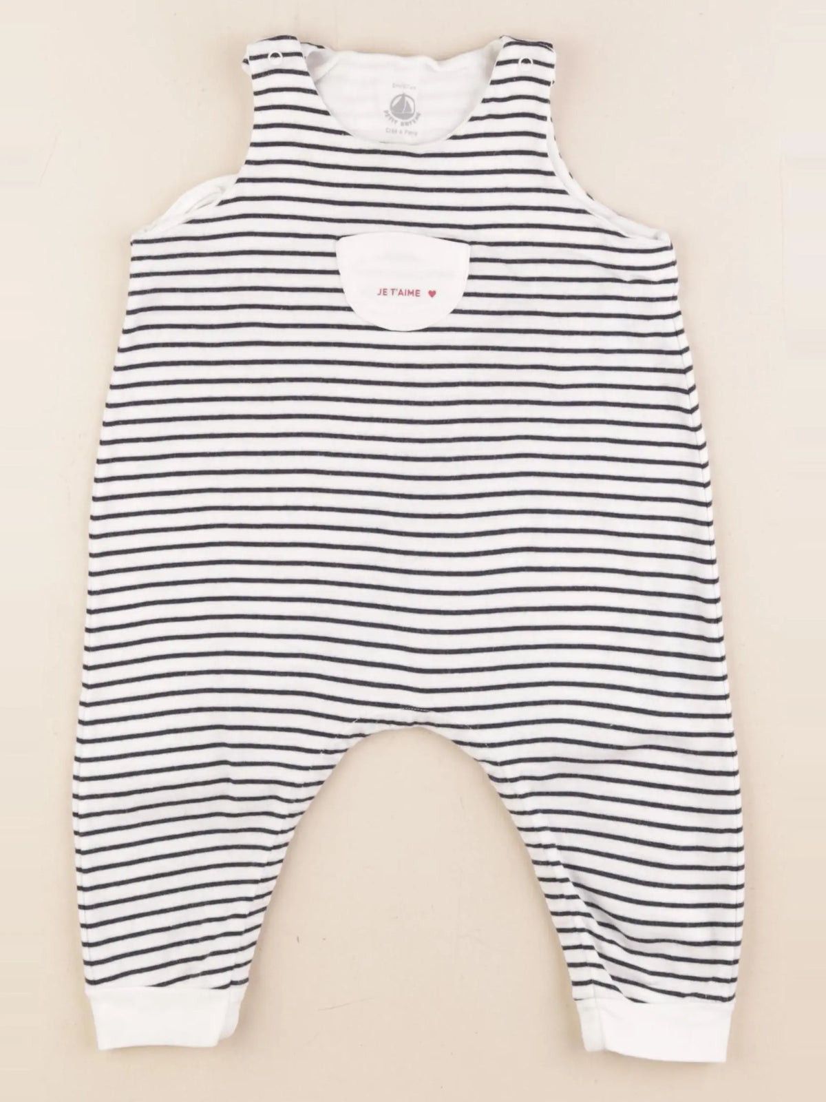 Petit Bateau - salopette bleu, blanc - 6 mois