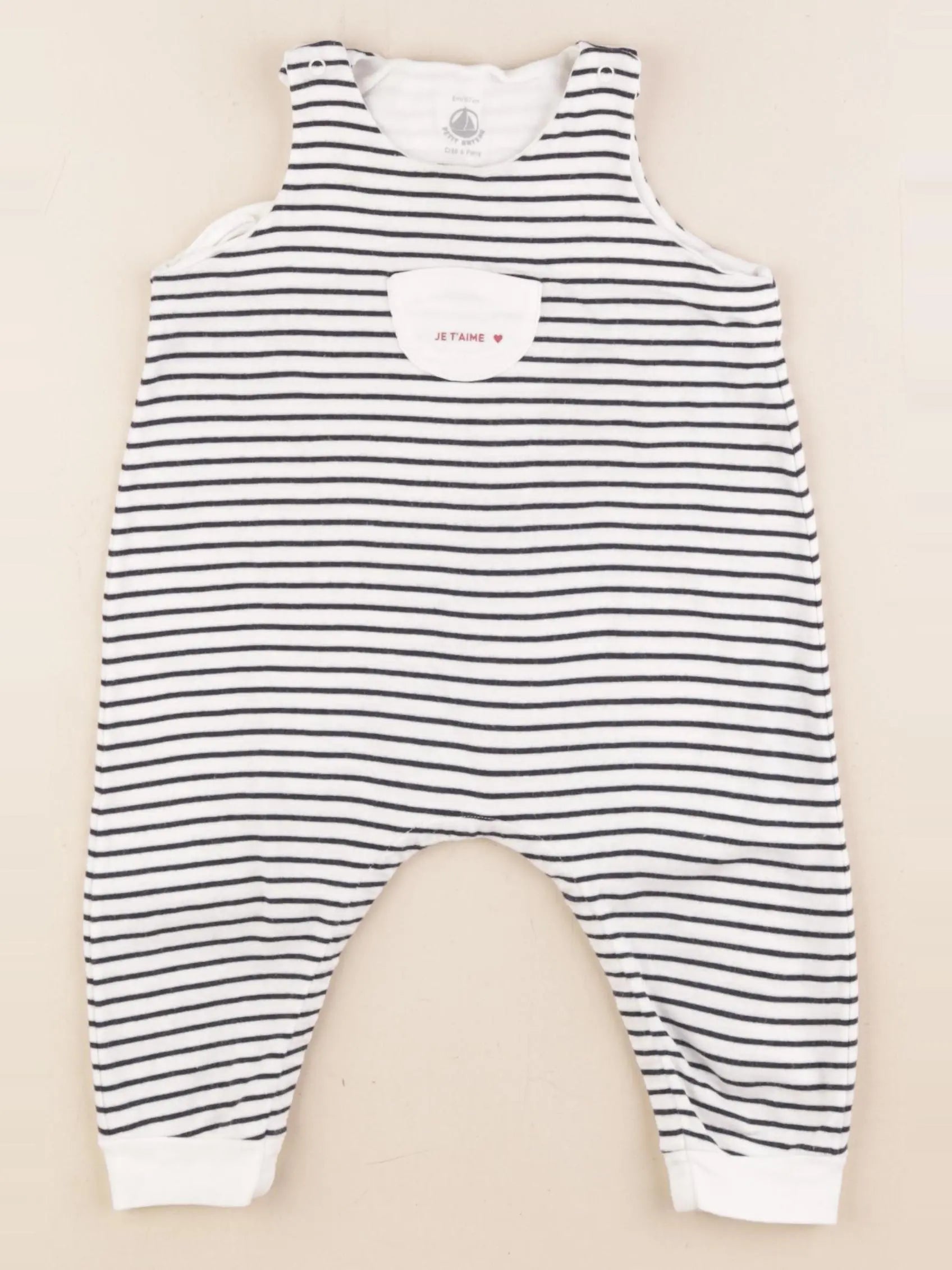 Petit Bateau - salopette bleu, blanc - 6 mois