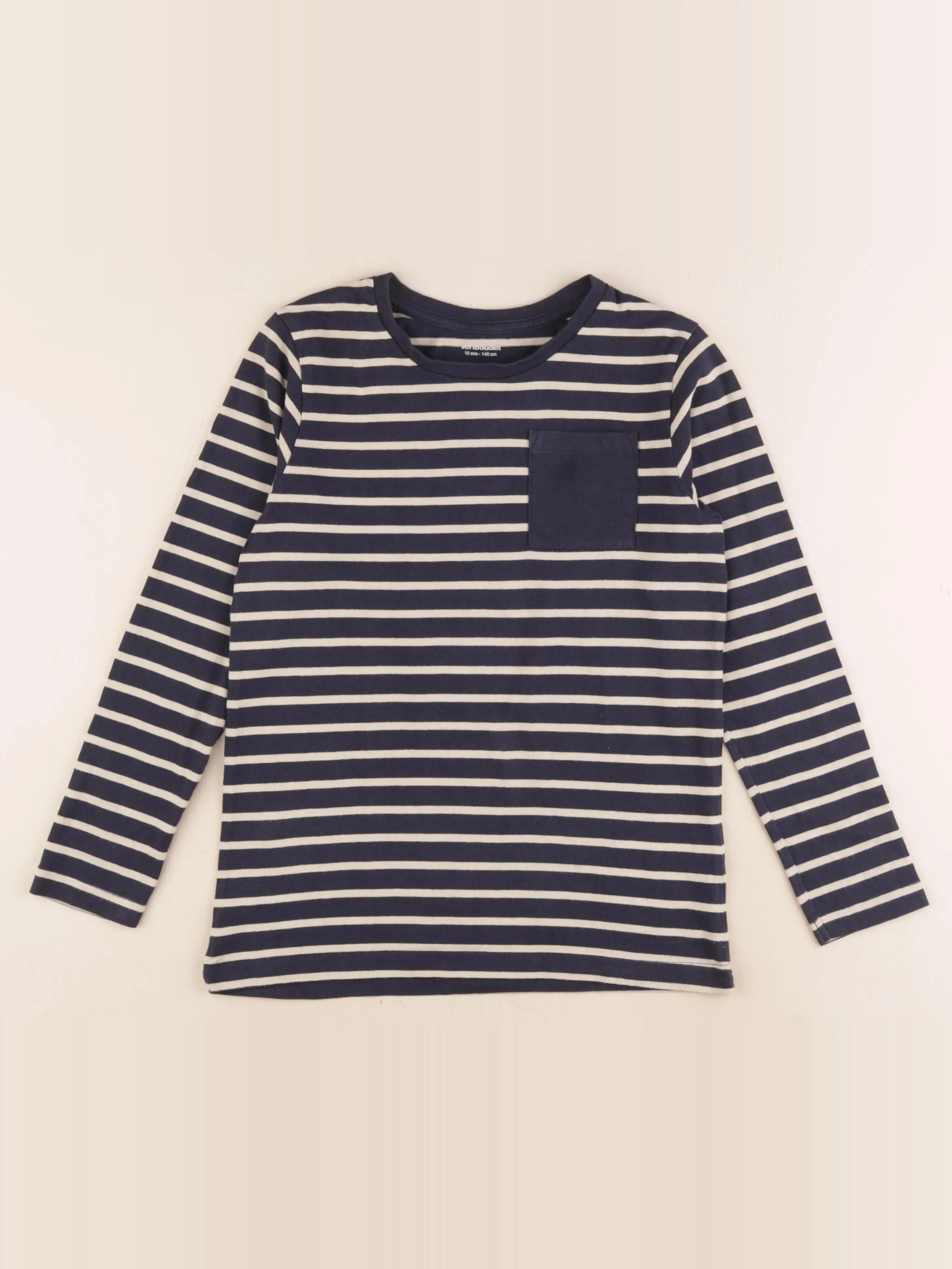 Vertbaudet - tee-shirt coton blanc, bleu - 10 ans
