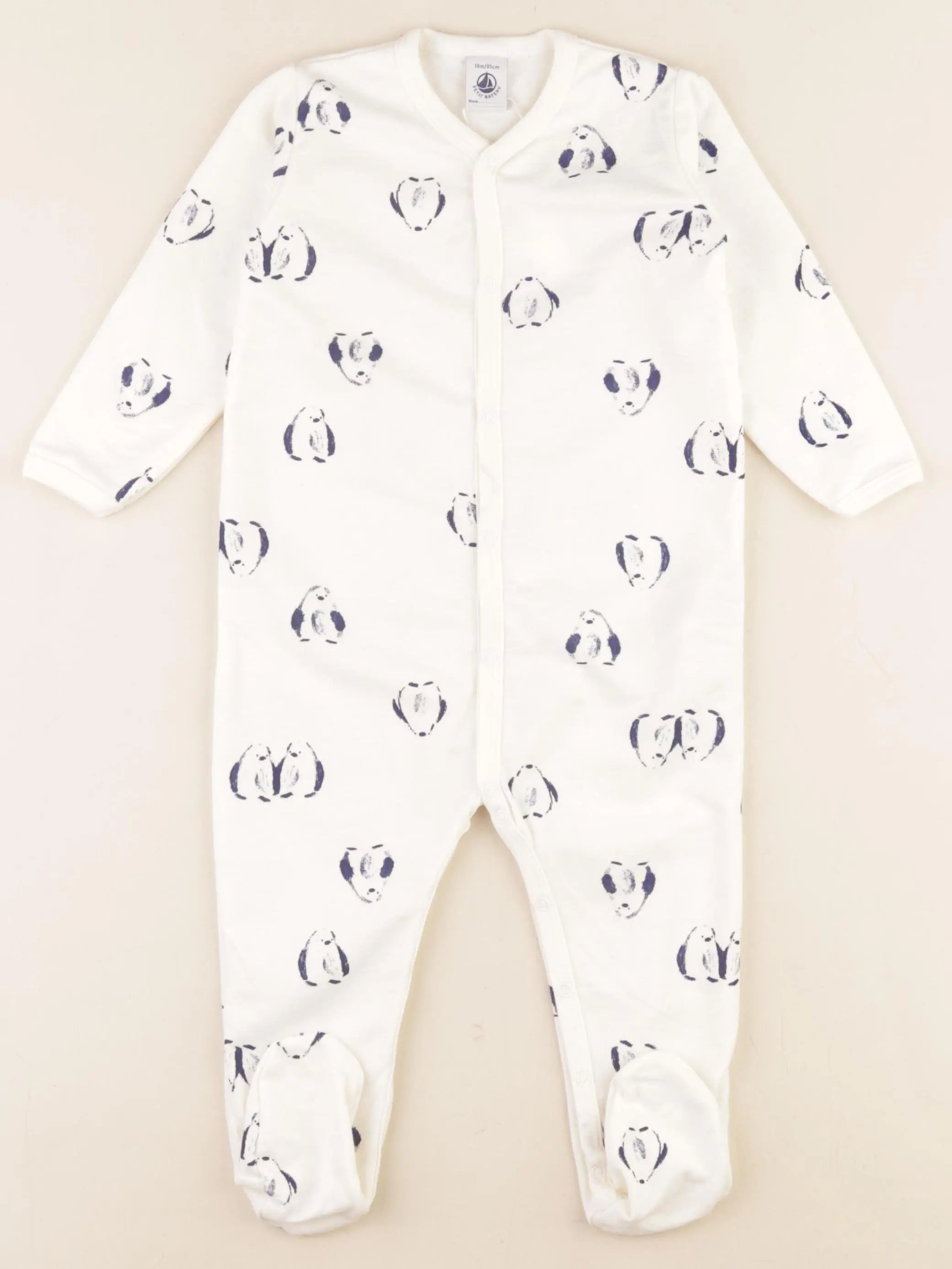 Petit Bateau - pyjama coton beige, bleu - 18 mois