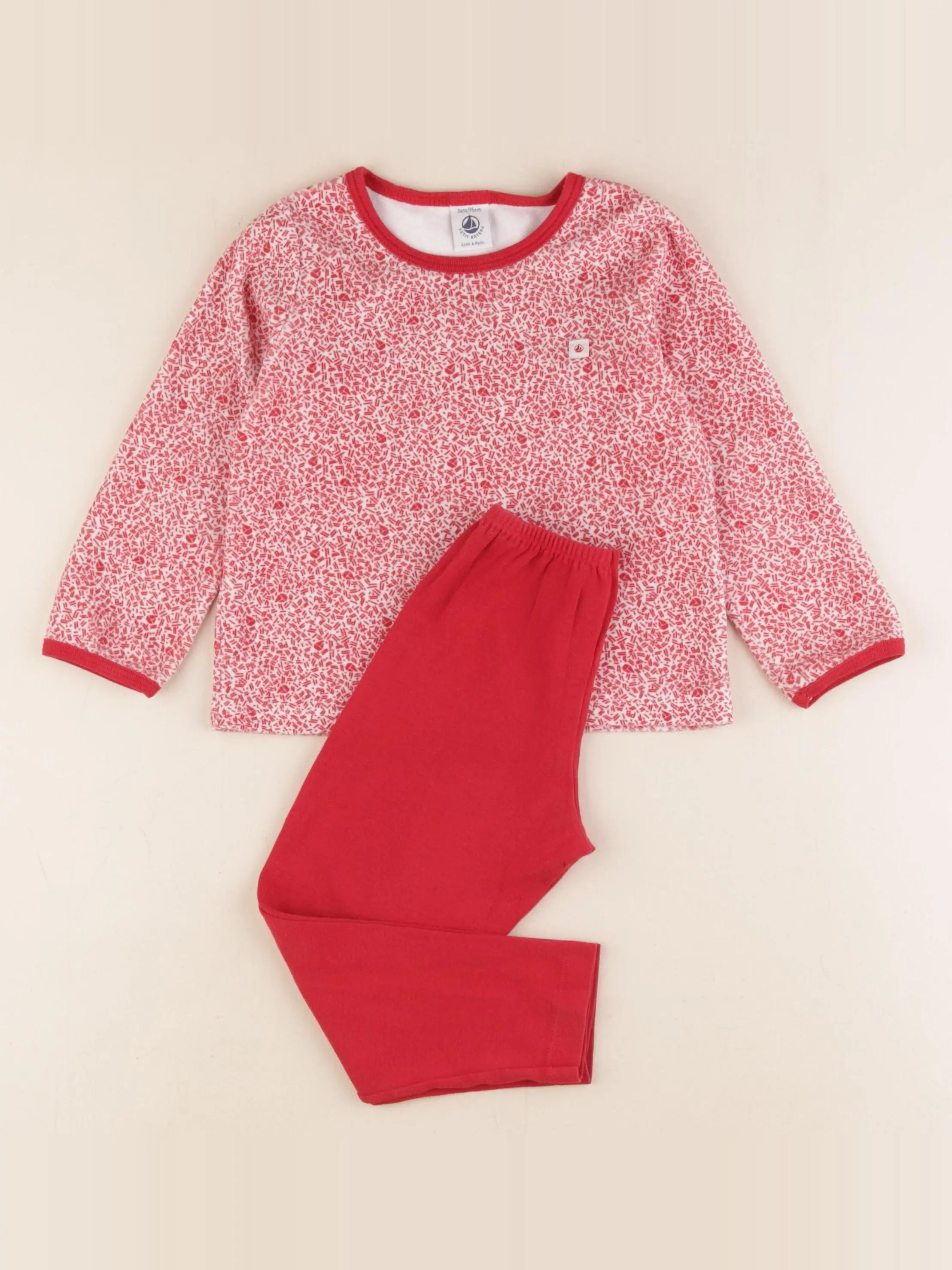 Petit Bateau - pyjama velours rouge - 3 ans