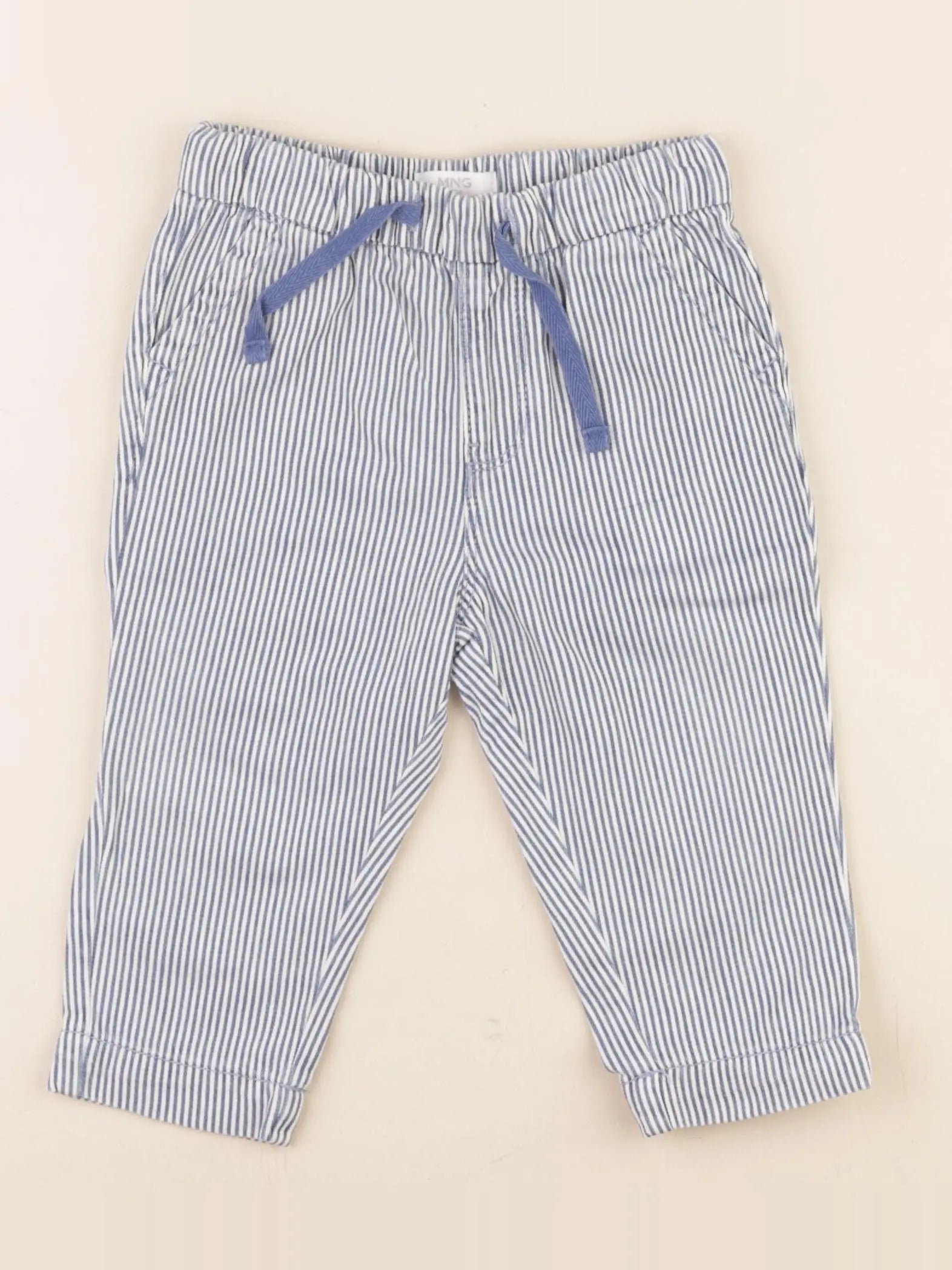 Mango - pantalon blanc, bleu - 9/12 mois