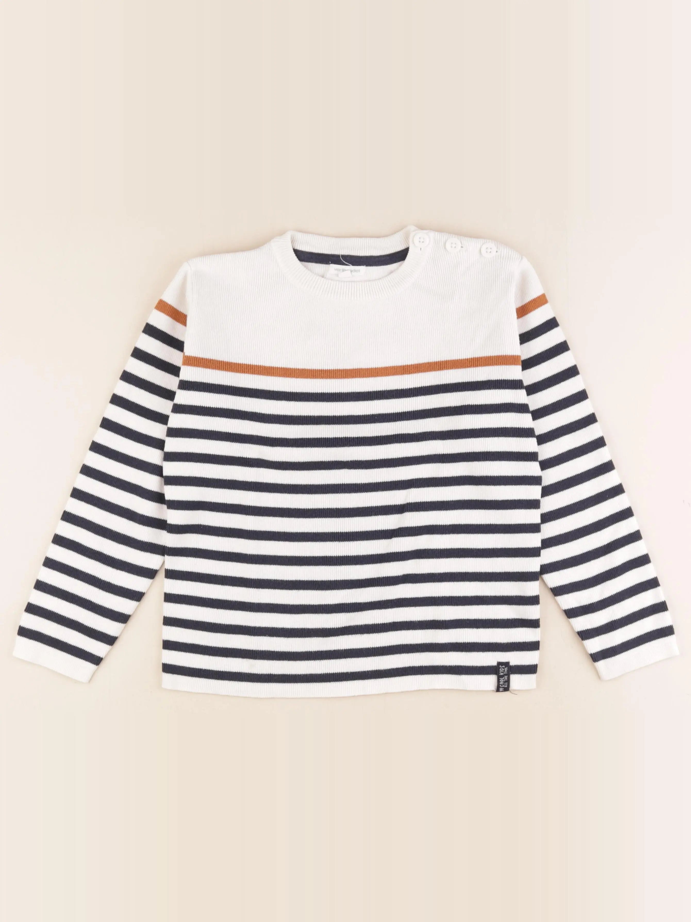Vertbaudet - pull beige, bleu - 8 ans