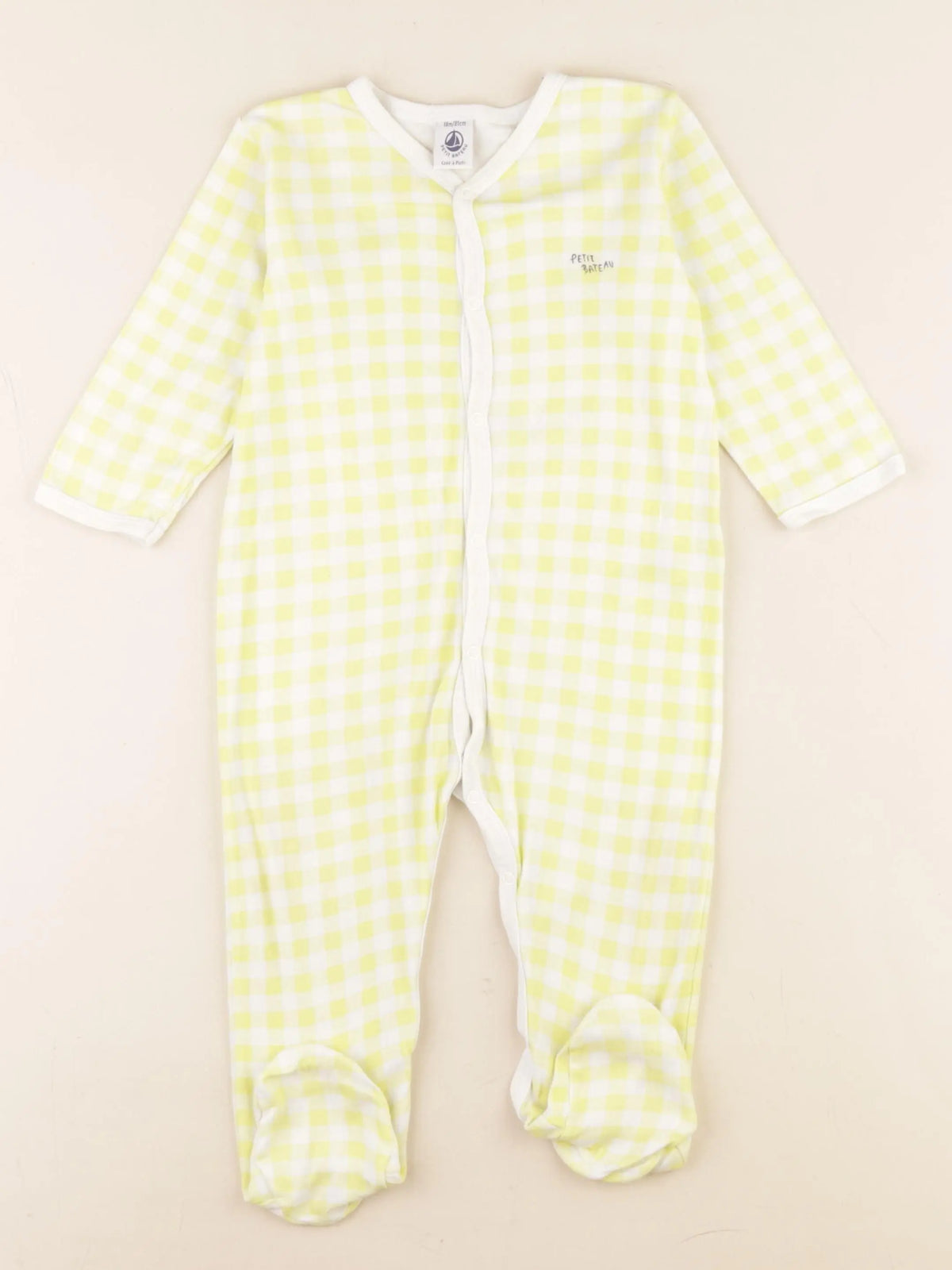 Petit Bateau - pyjama coton blanc, jaune - 18 mois