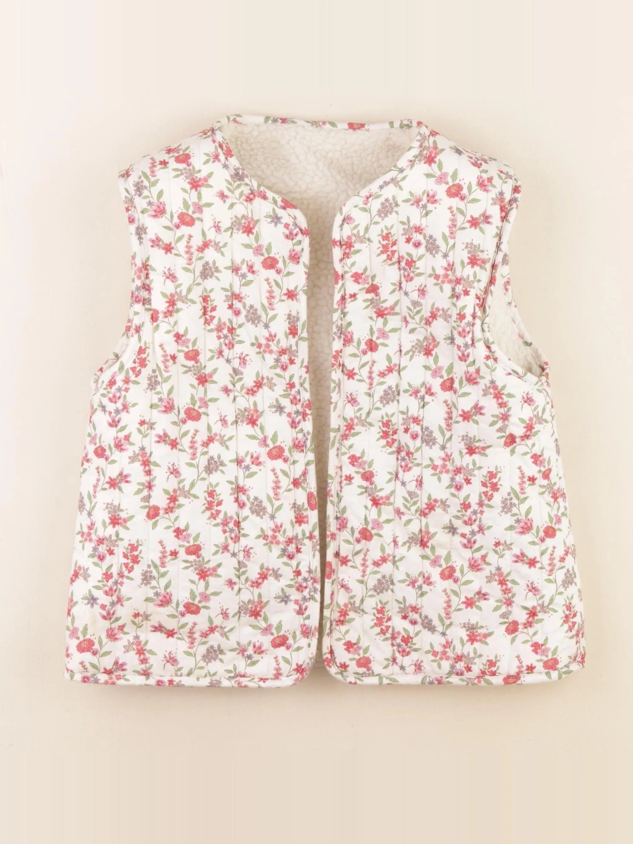 Vertbaudet - gilet réversible beige, rose - 9 ans