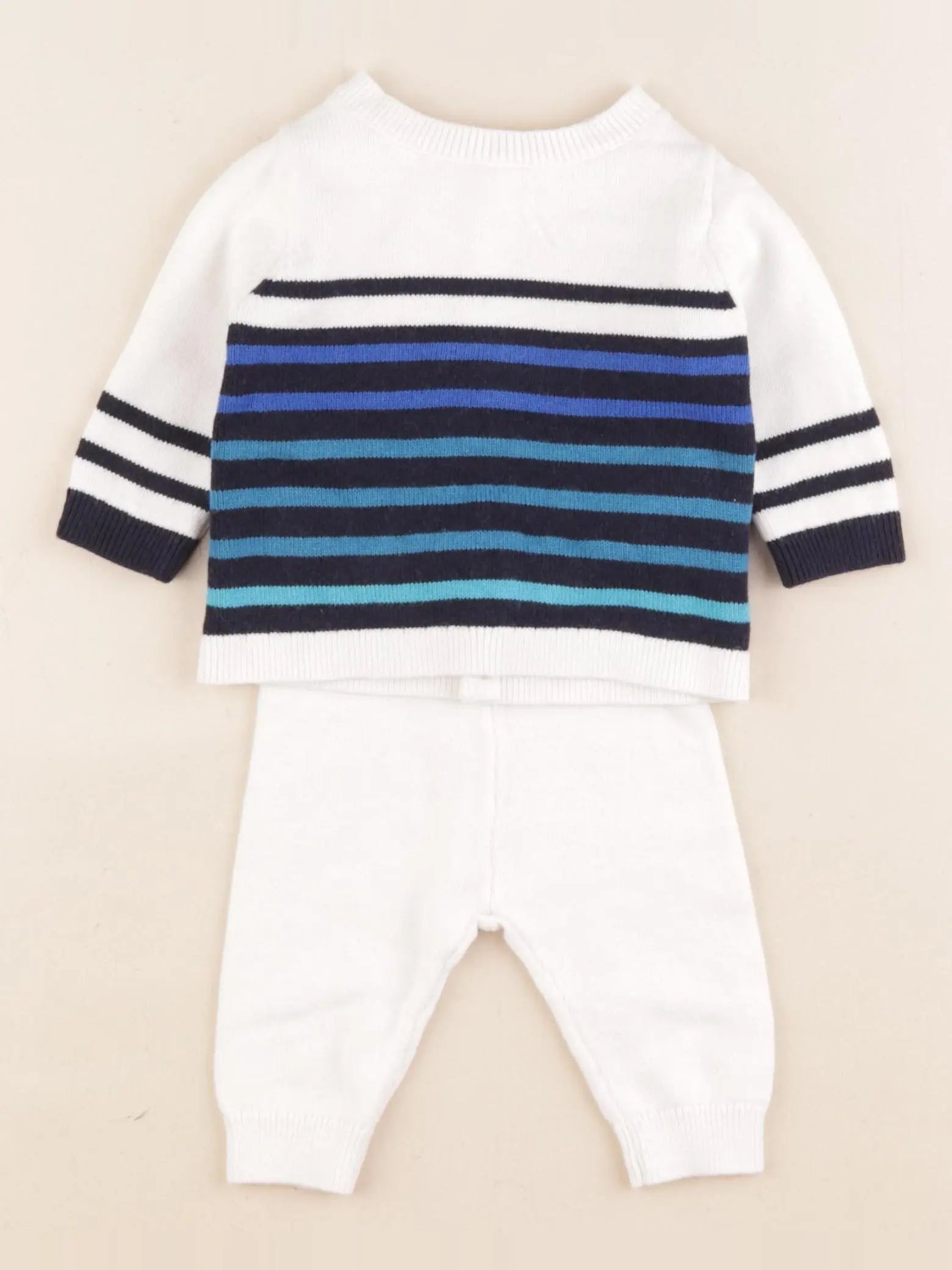 Jacadi - ensemble bleu, blanc - 3 mois
