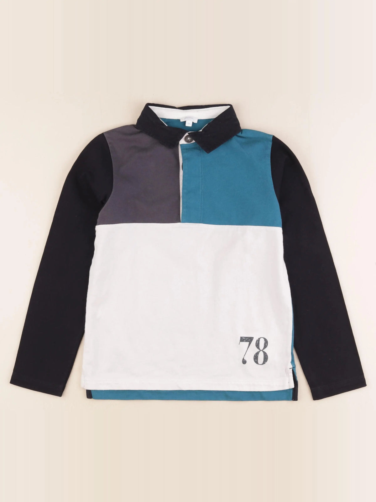 Jacadi - polo blanc, bleu - 8 ans