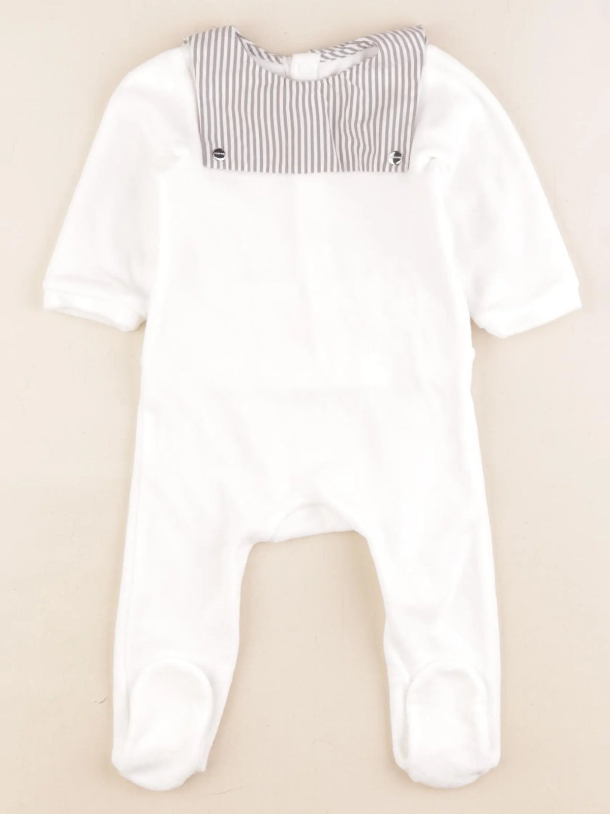 Jacadi - pyjama velours blanc, gris - 6 mois