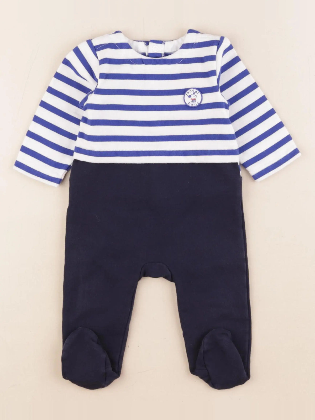 Jacadi - pyjama coton bleu, blanc - 6 mois