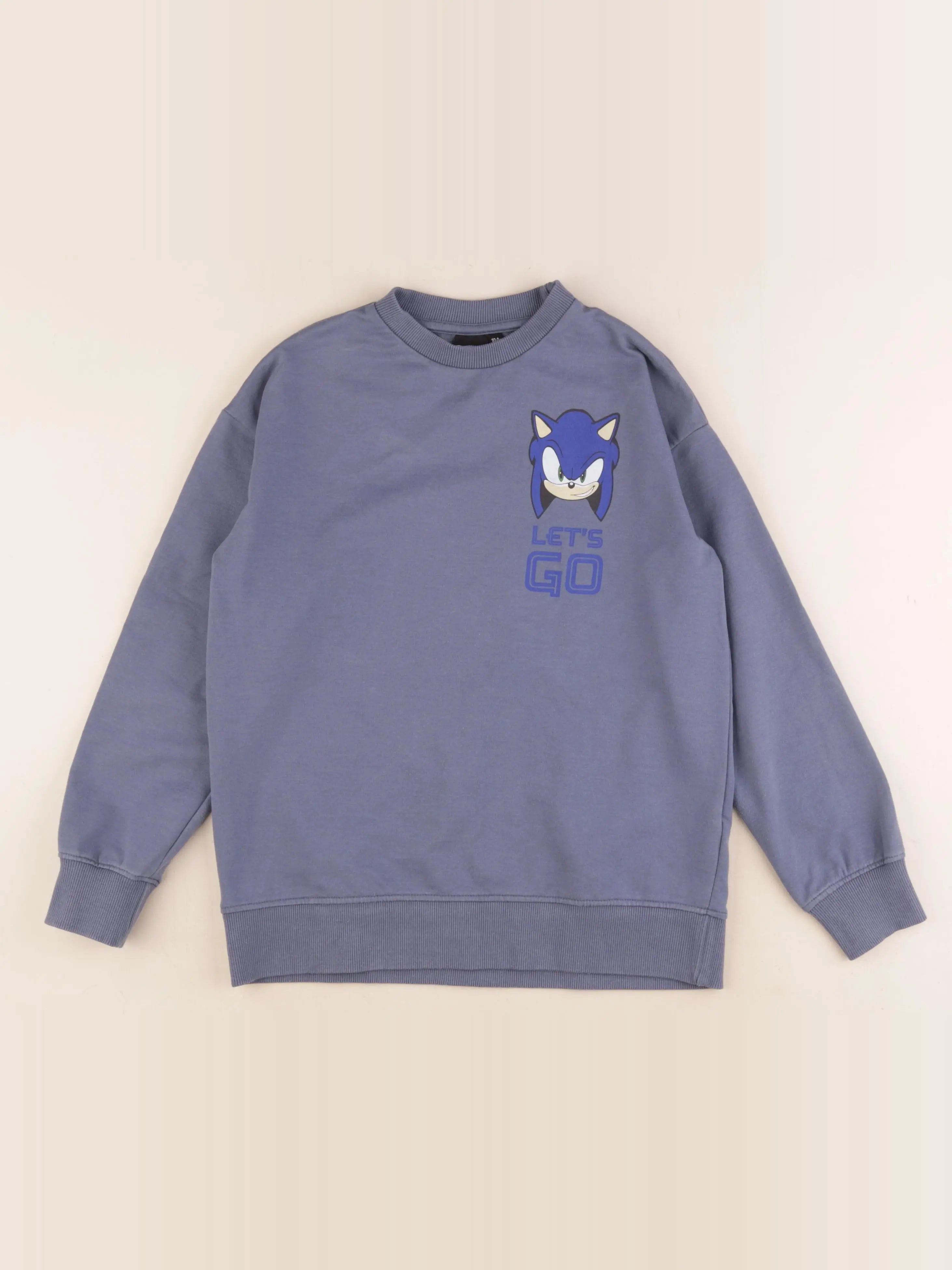 Vertbaudet - sweat imprimé au dos bleu - 10 ans
