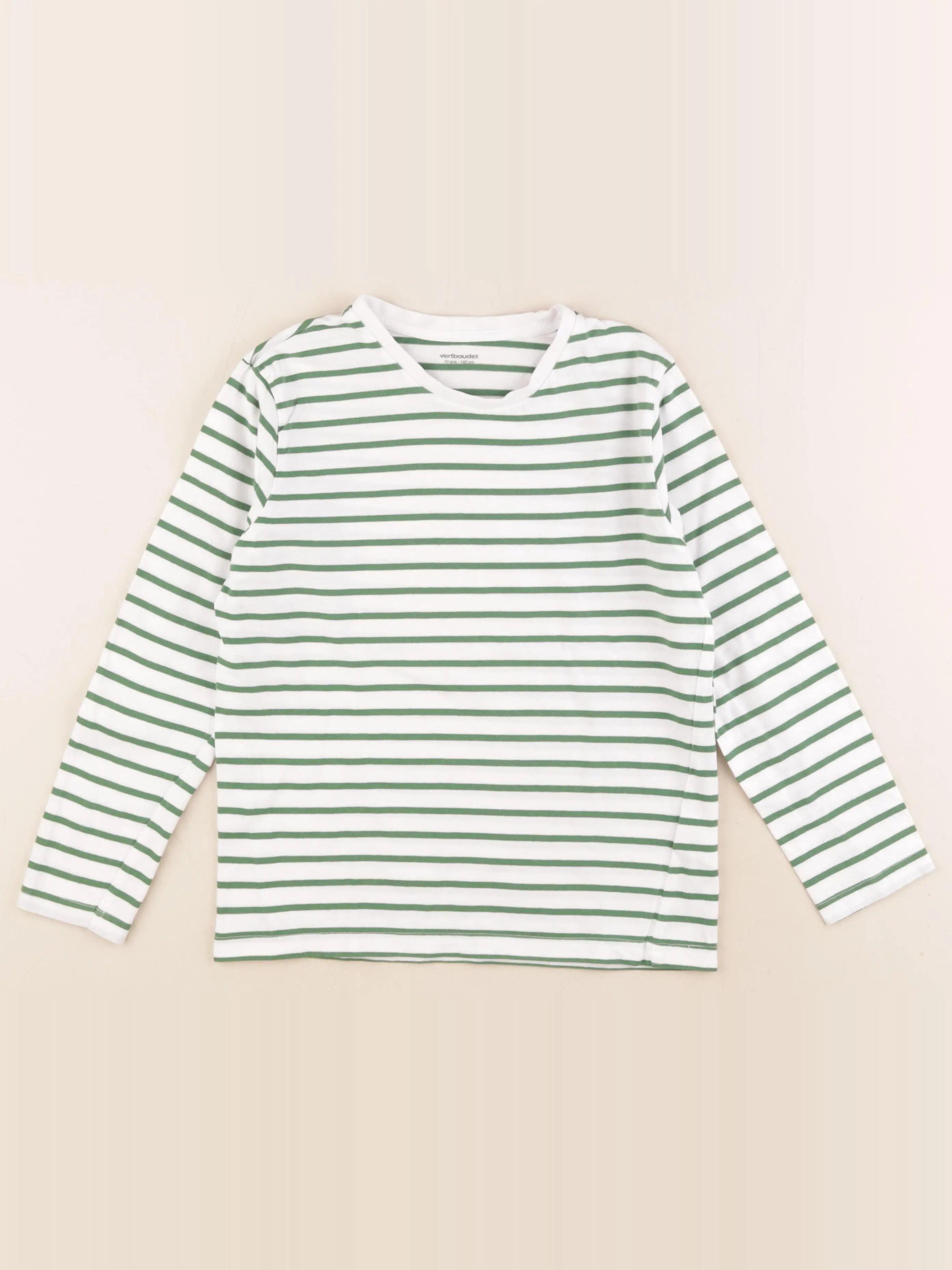 Vertbaudet - tee-shirt blanc, vert - 10 ans