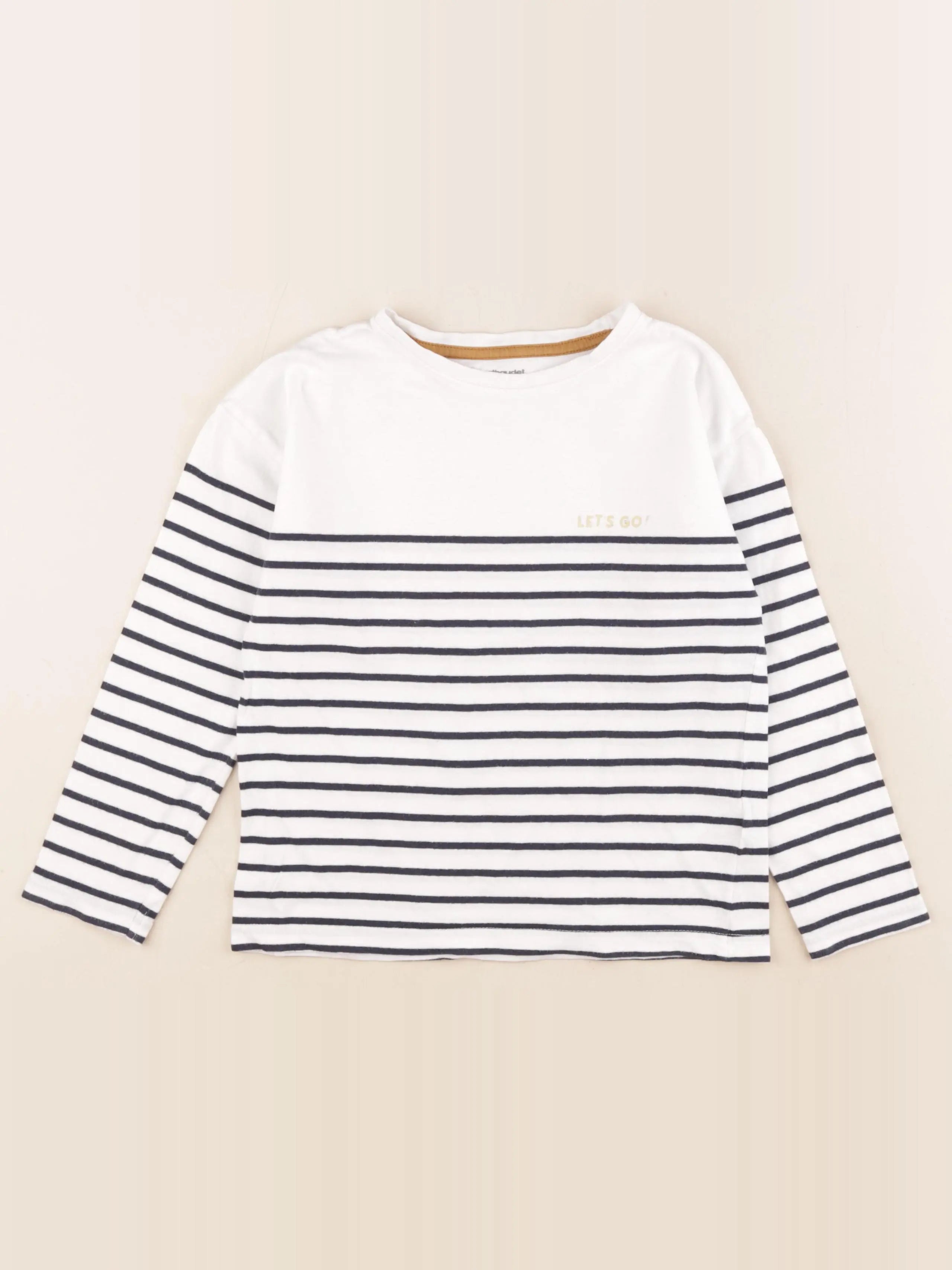Vertbaudet - tee-shirt blanc, bleu - 8 ans