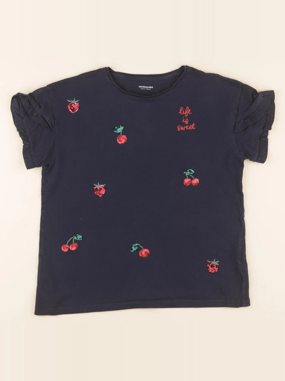 Vertbaudet - tee-shirt bleu - 12 ans