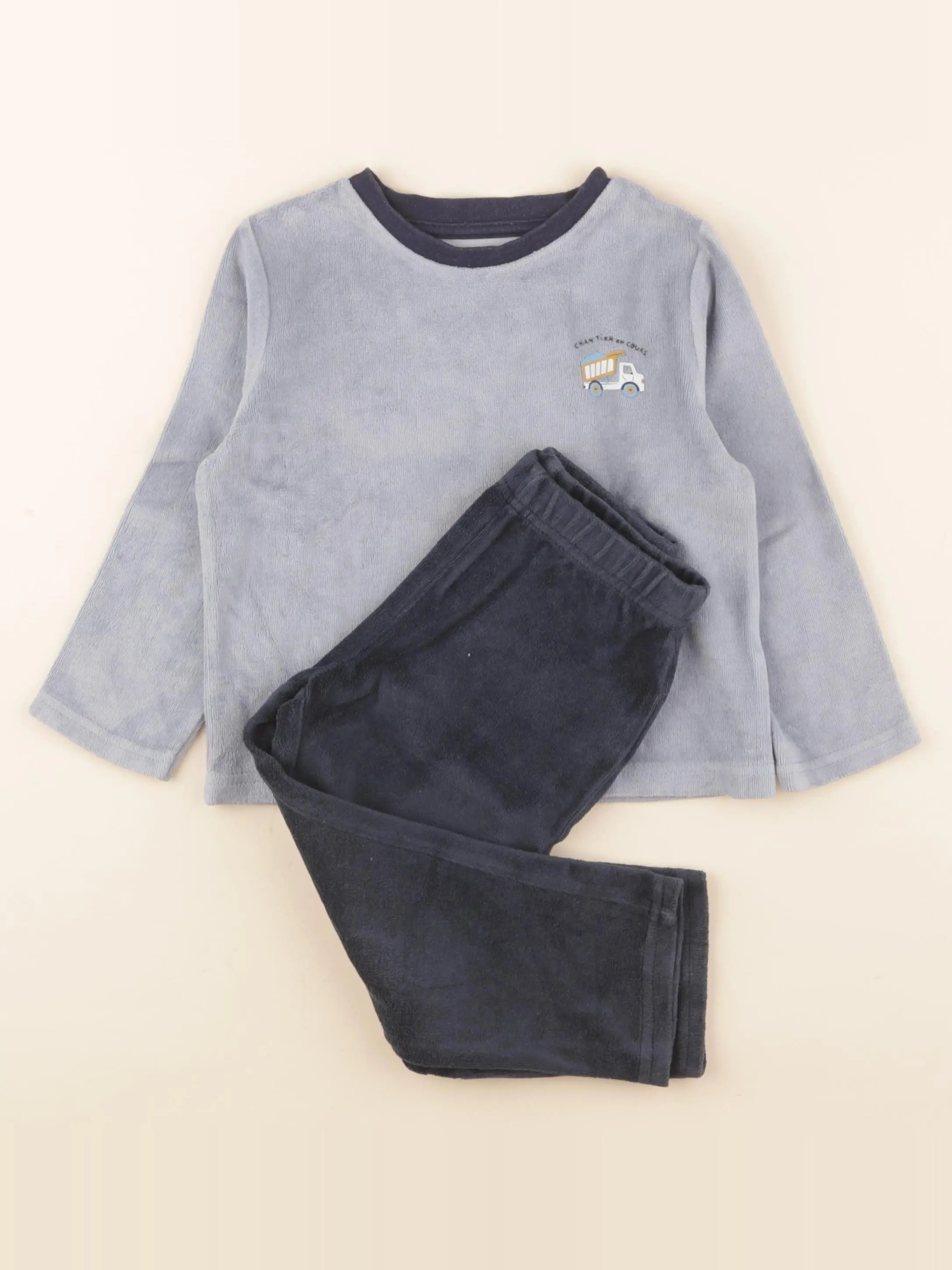 Vertbaudet - pyjama velours bleu - 3 ans