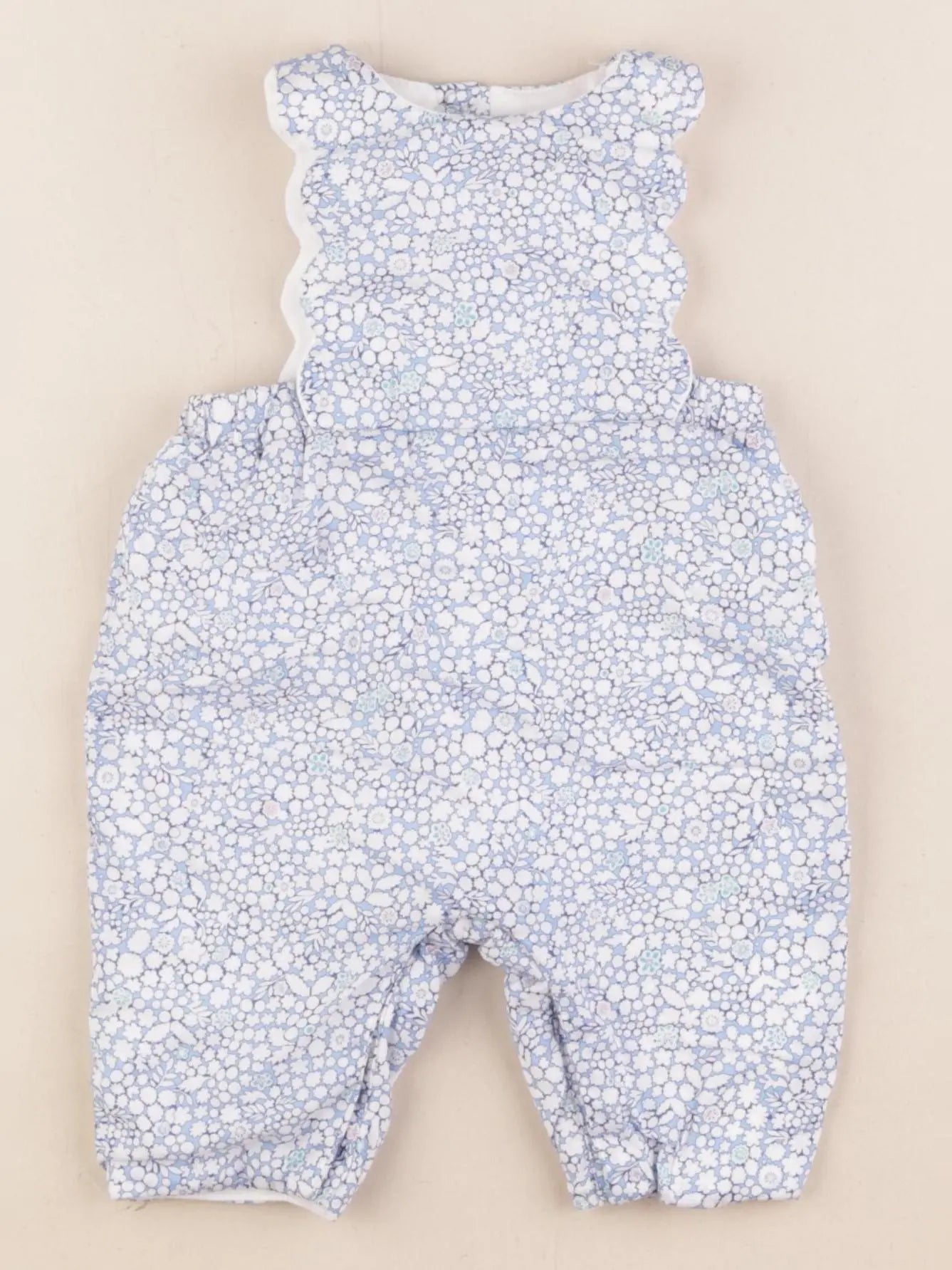 Jacadi - combinaison doublé, liberty bleu, blanc - 3 mois