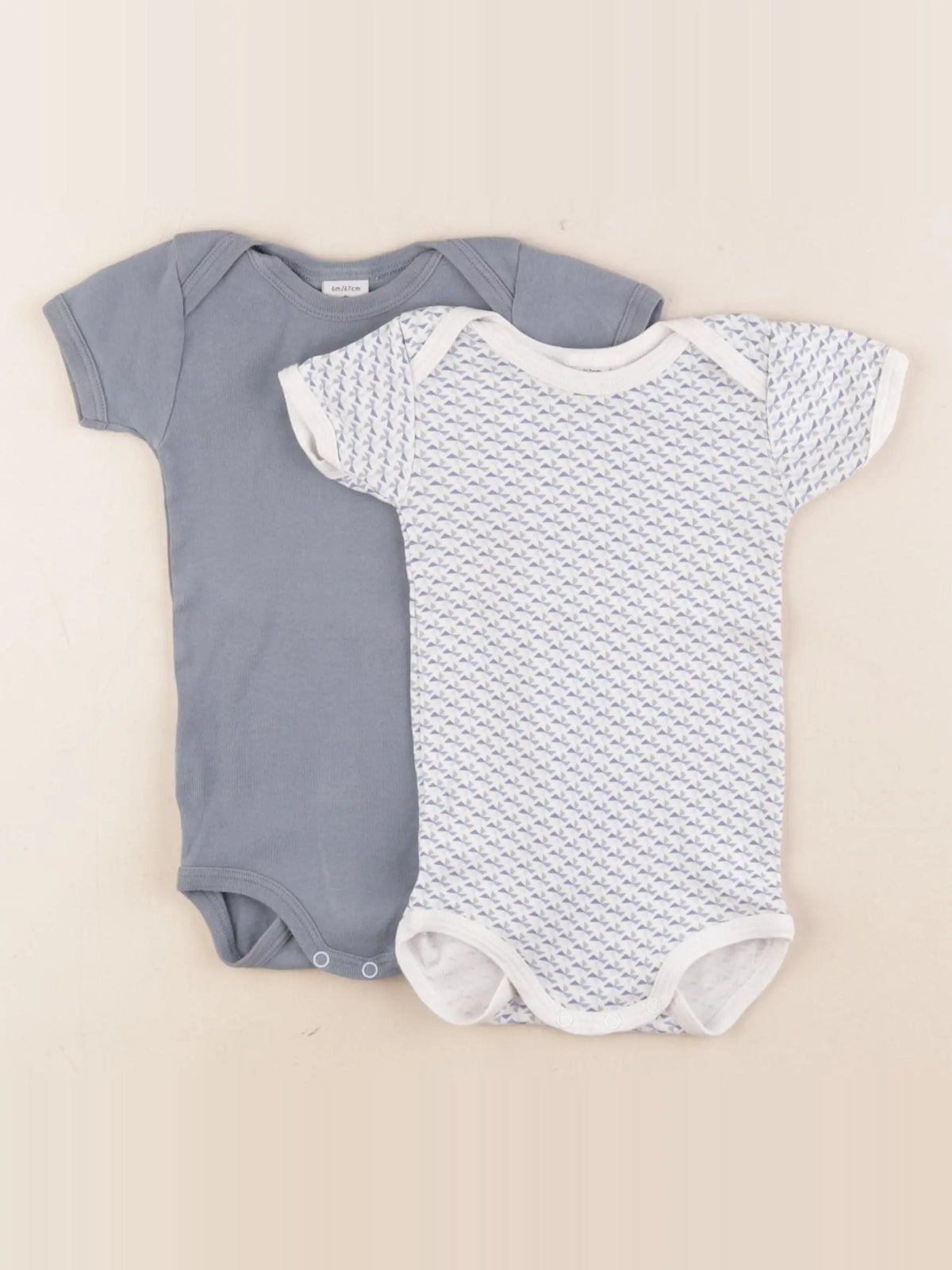 Petit Bateau - lot de 2 bodies en coton bleu - 6 mois
