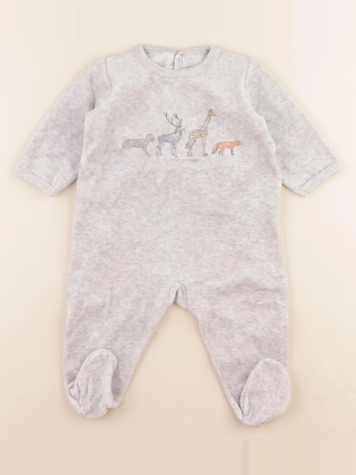 Petit Bateau - pyjama velours gris - 6 mois