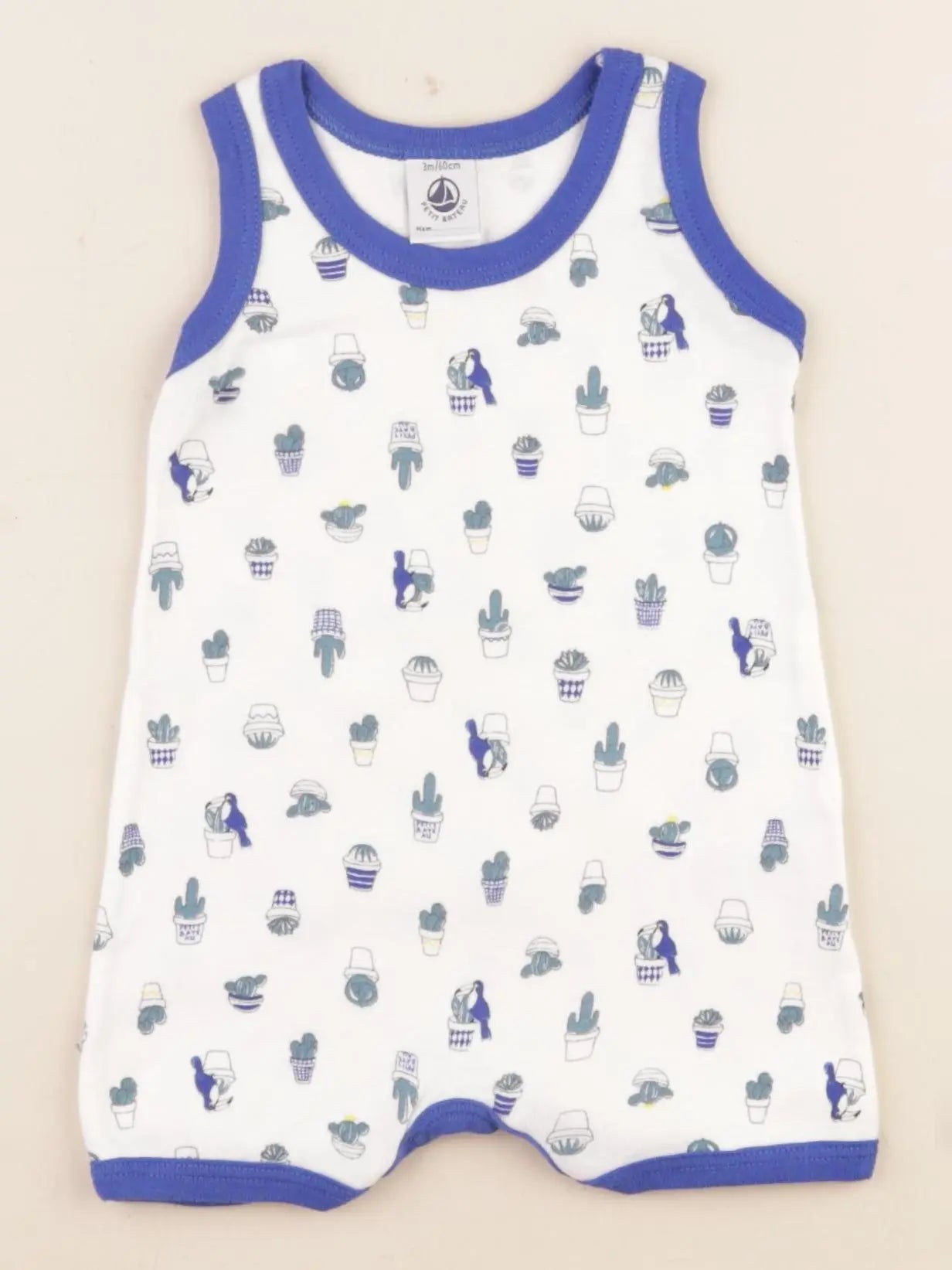 Petit Bateau - pyjama coton bleu - 3 mois
