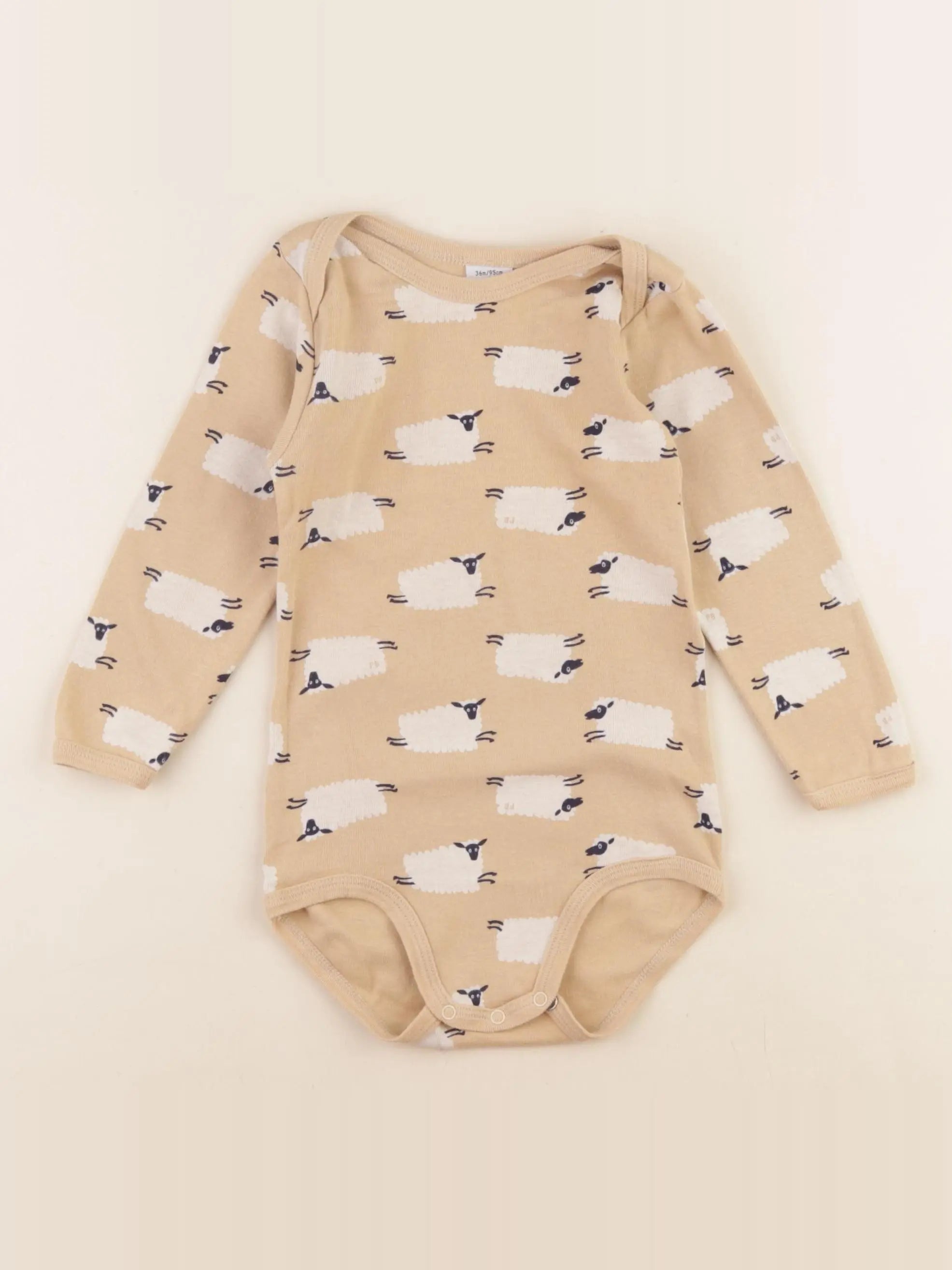 Petit Bateau - body beige - 36 mois