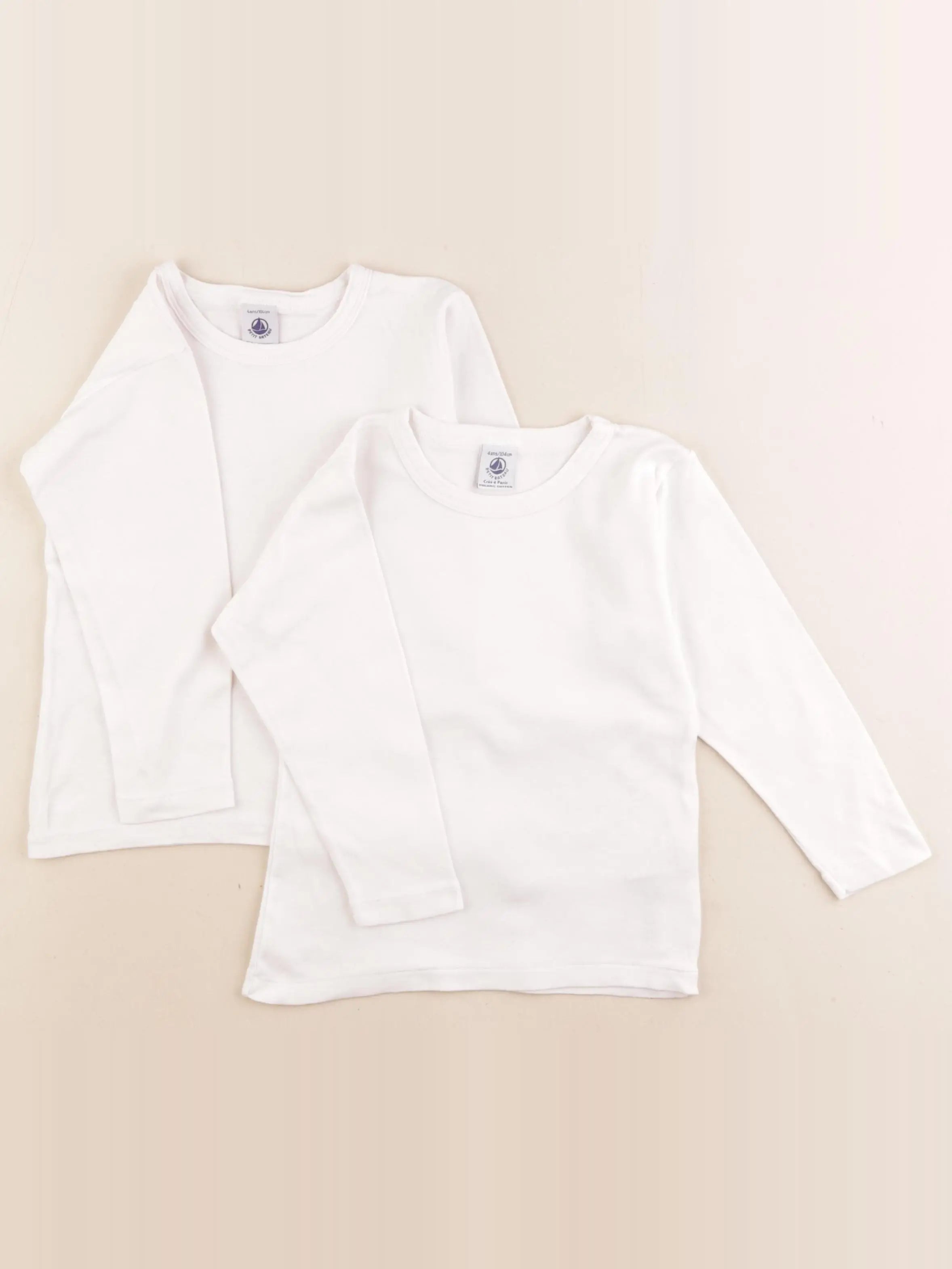 Petit Bateau - lot de 2 maillots de corps blanc - 4 ans