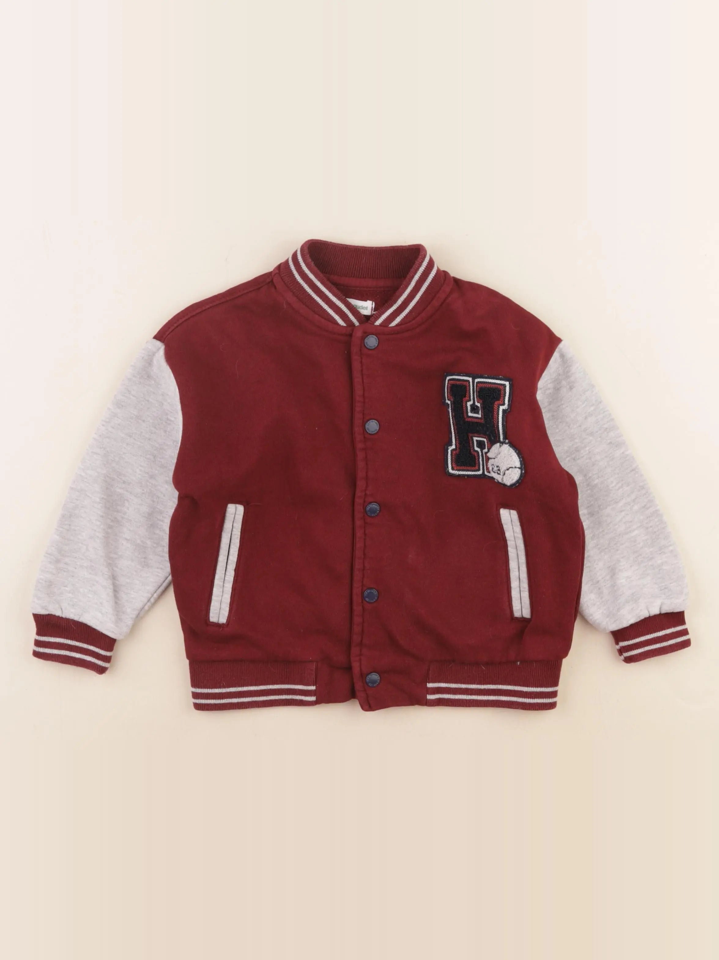 Vertbaudet - veste gris, rouge - 3 ans