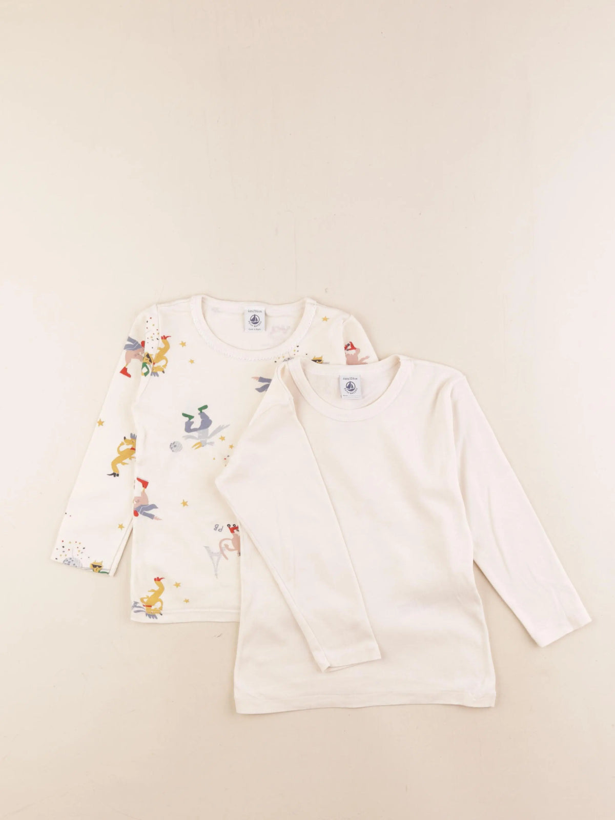 Petit Bateau - lot de 2 maillots de corps beige - 4 ans