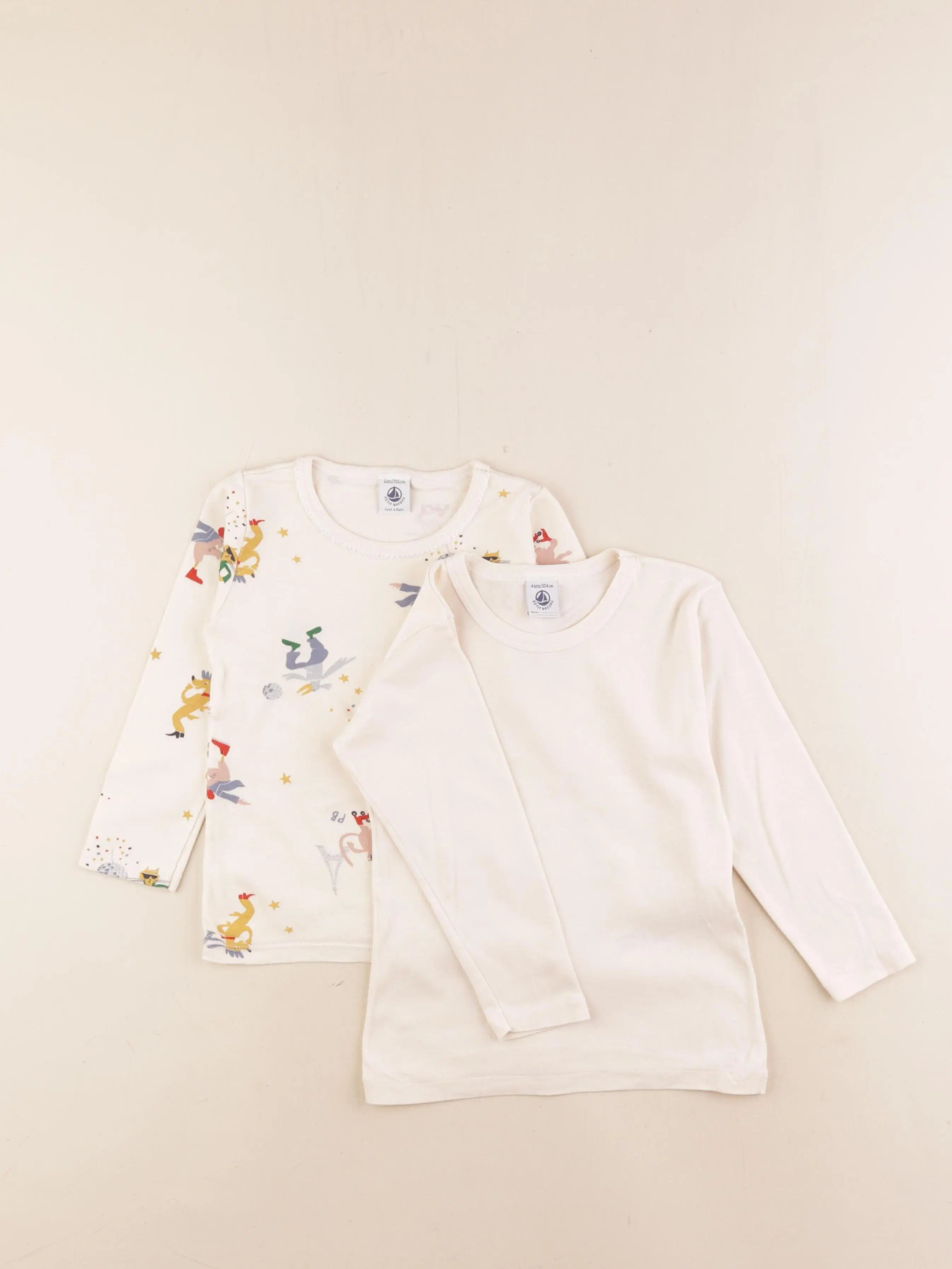 Petit Bateau - lot de 2 maillots de corps beige - 4 ans