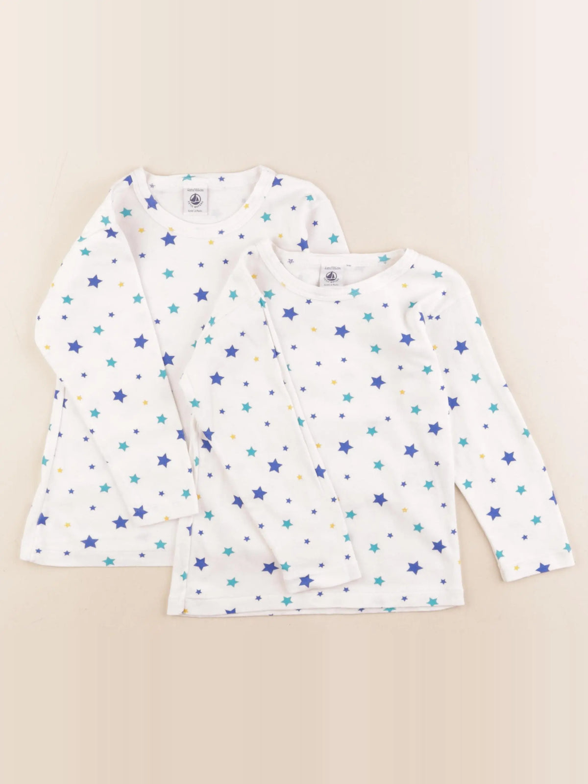 Petit Bateau - lot de 2 maillots de corps blanc, bleu - 4 ans