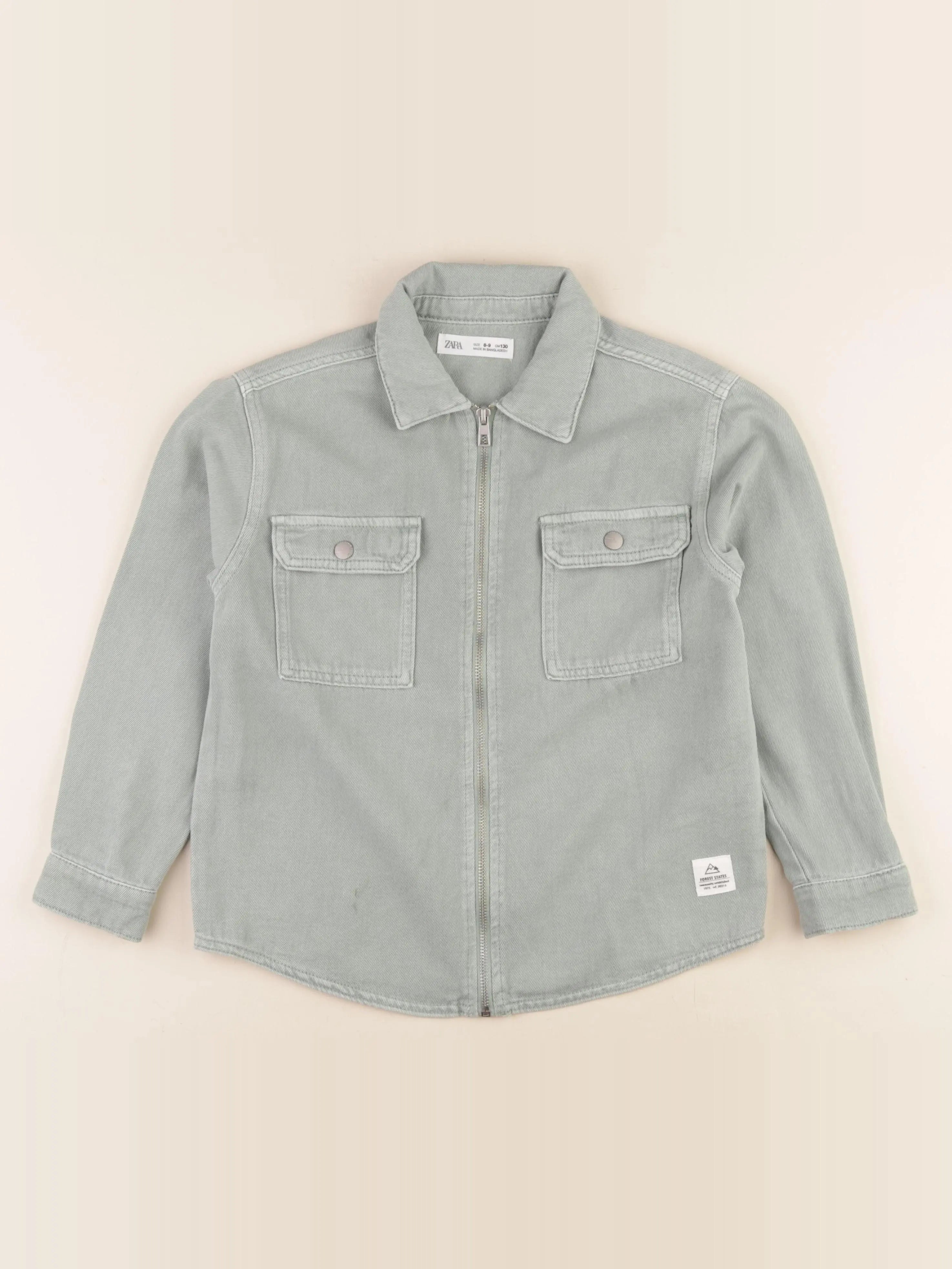 Zara - sur-chemise vert - 8/9 ans
