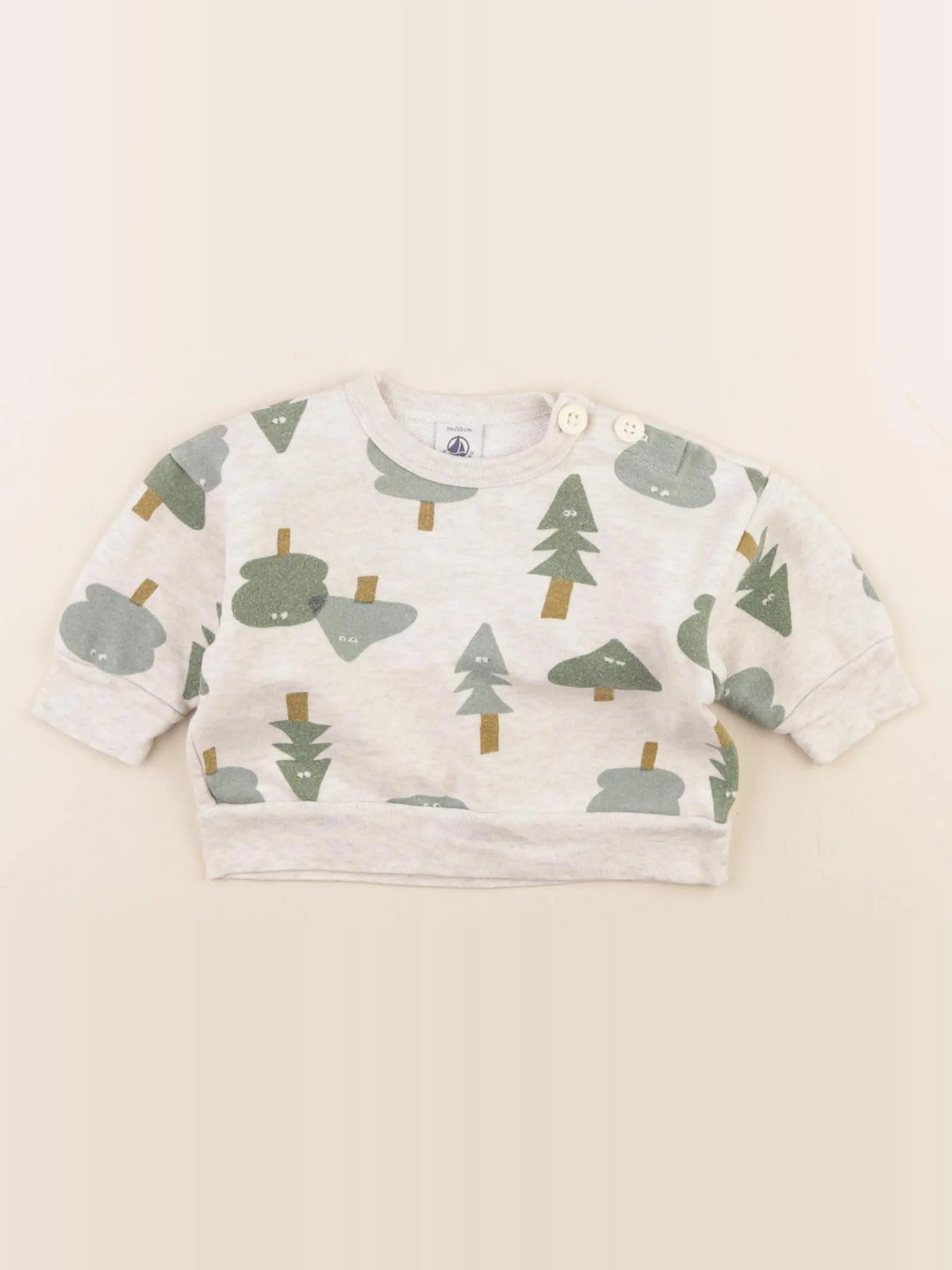 Petit Bateau - sweat beige - 3 mois