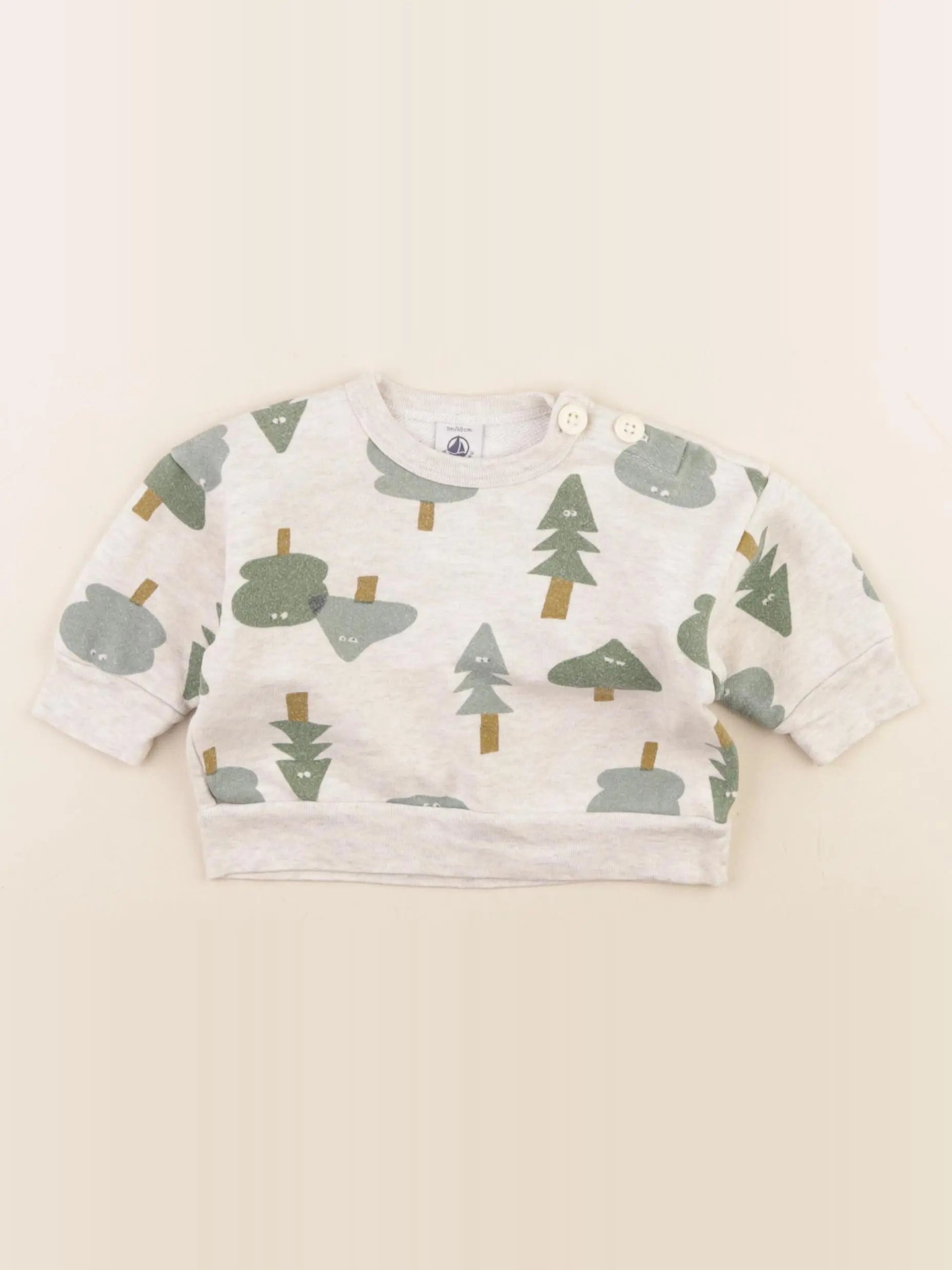 Petit Bateau - sweat beige - 3 mois