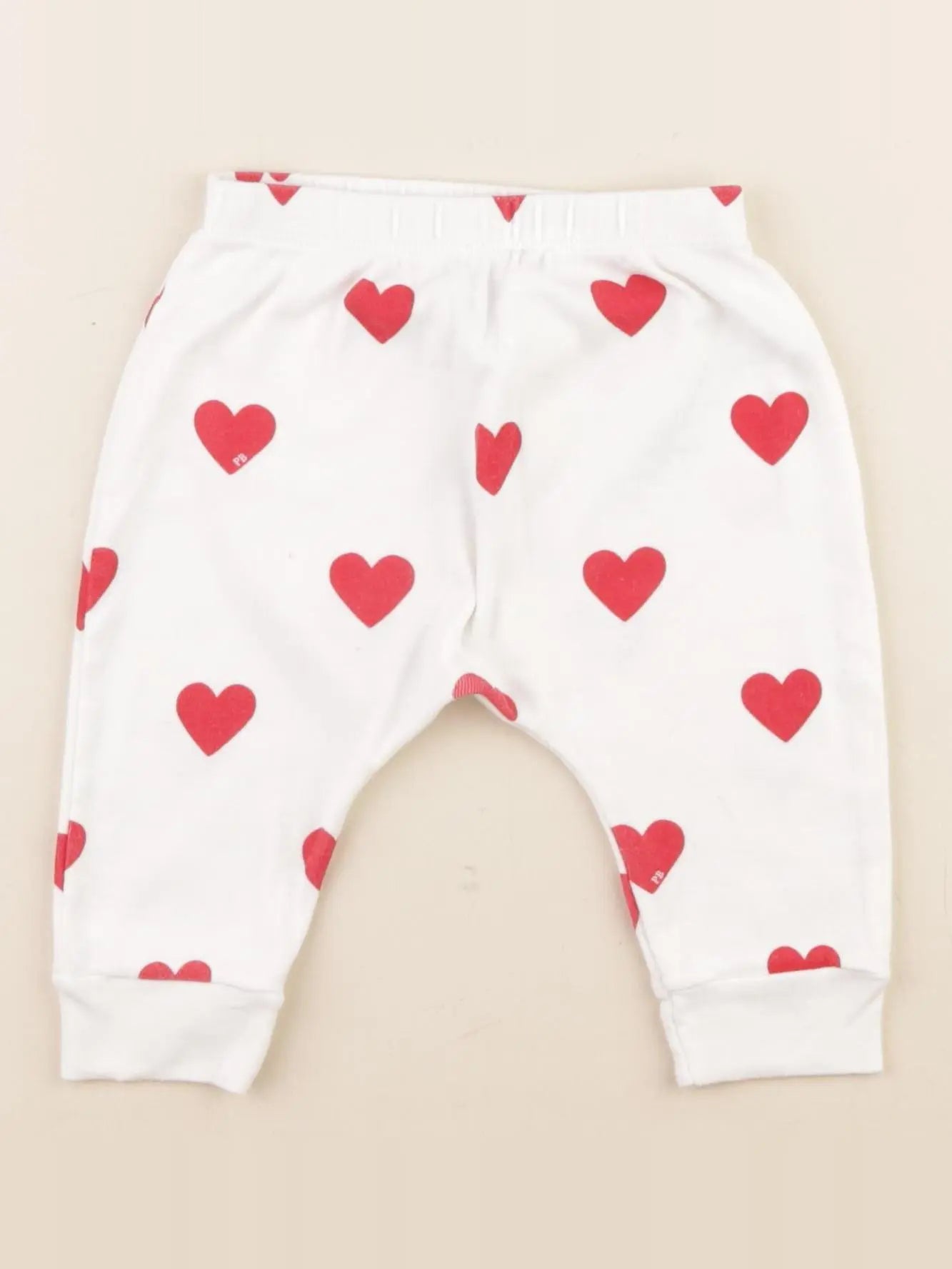 Petit Bateau - legging blanc, rouge - 6 mois