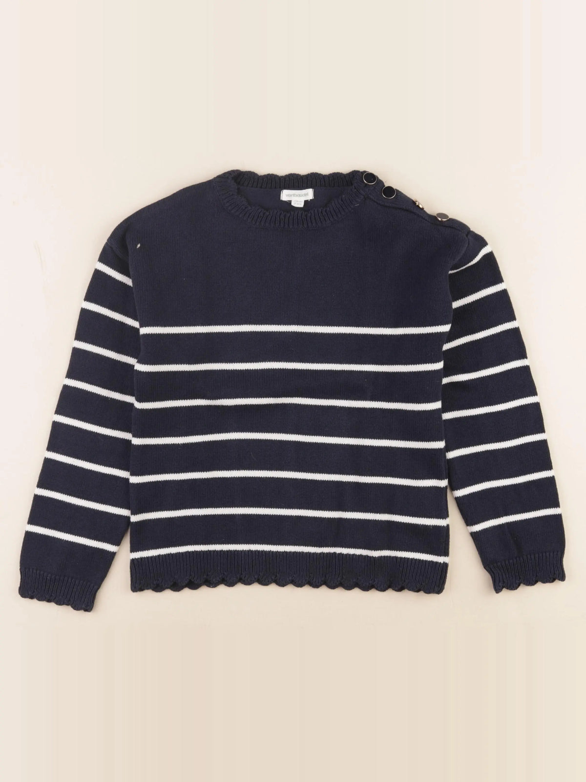 Vertbaudet - pull bleu, blanc - 8 ans