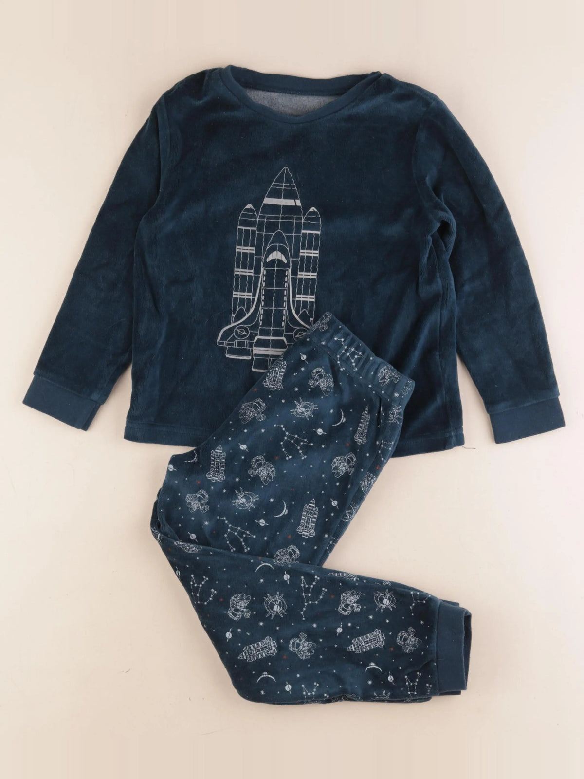 Vertbaudet - pyjama velours vert - 6 ans