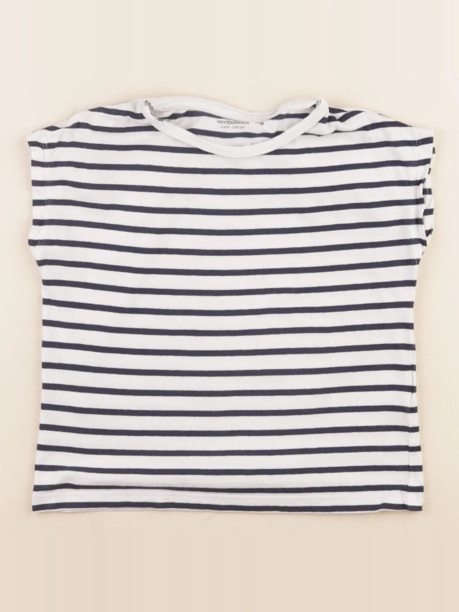 Vertbaudet - tee-shirt blanc, bleu - 4 ans