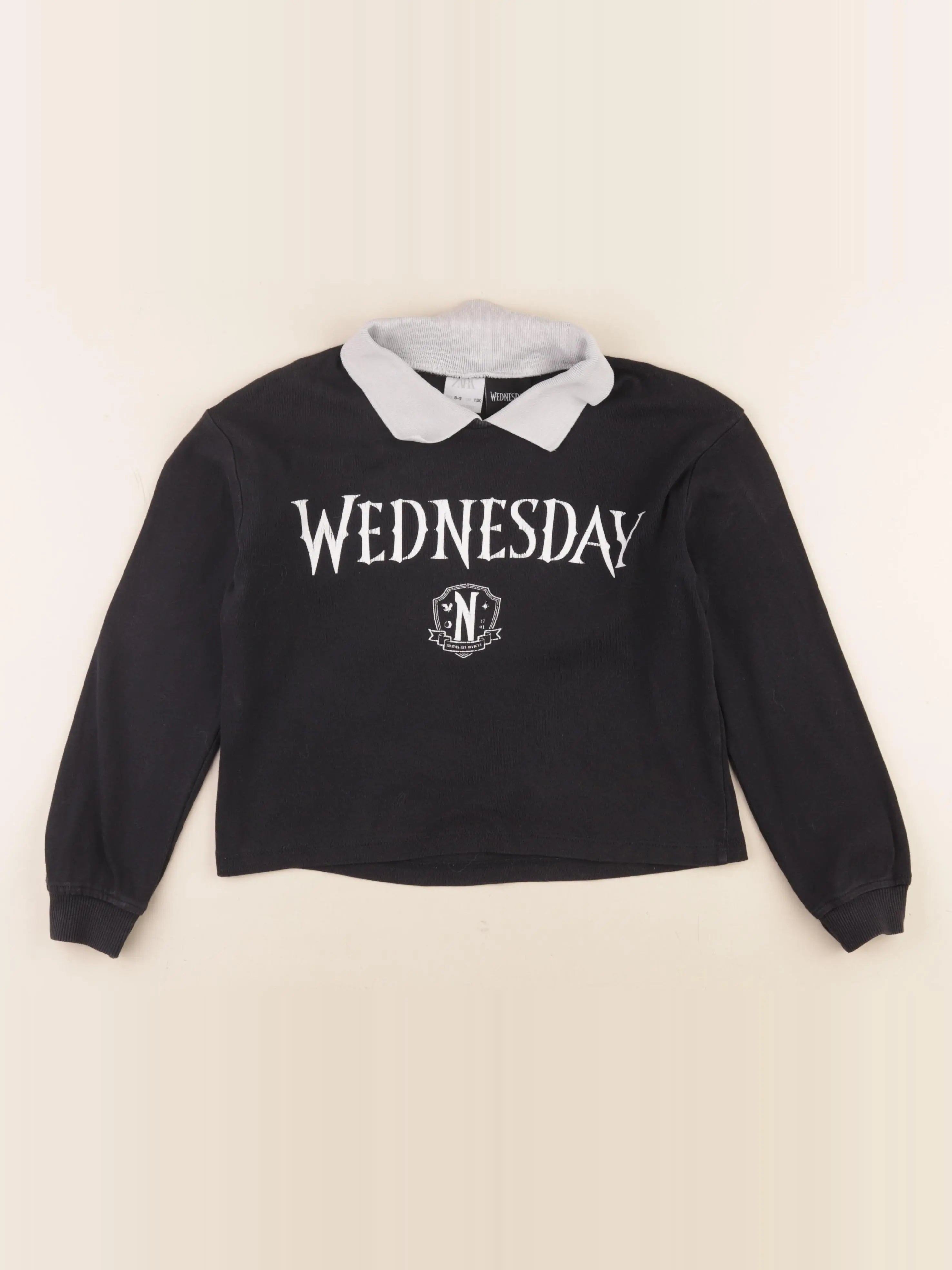 Zara - sweat noir, blanc - 8/9 ans