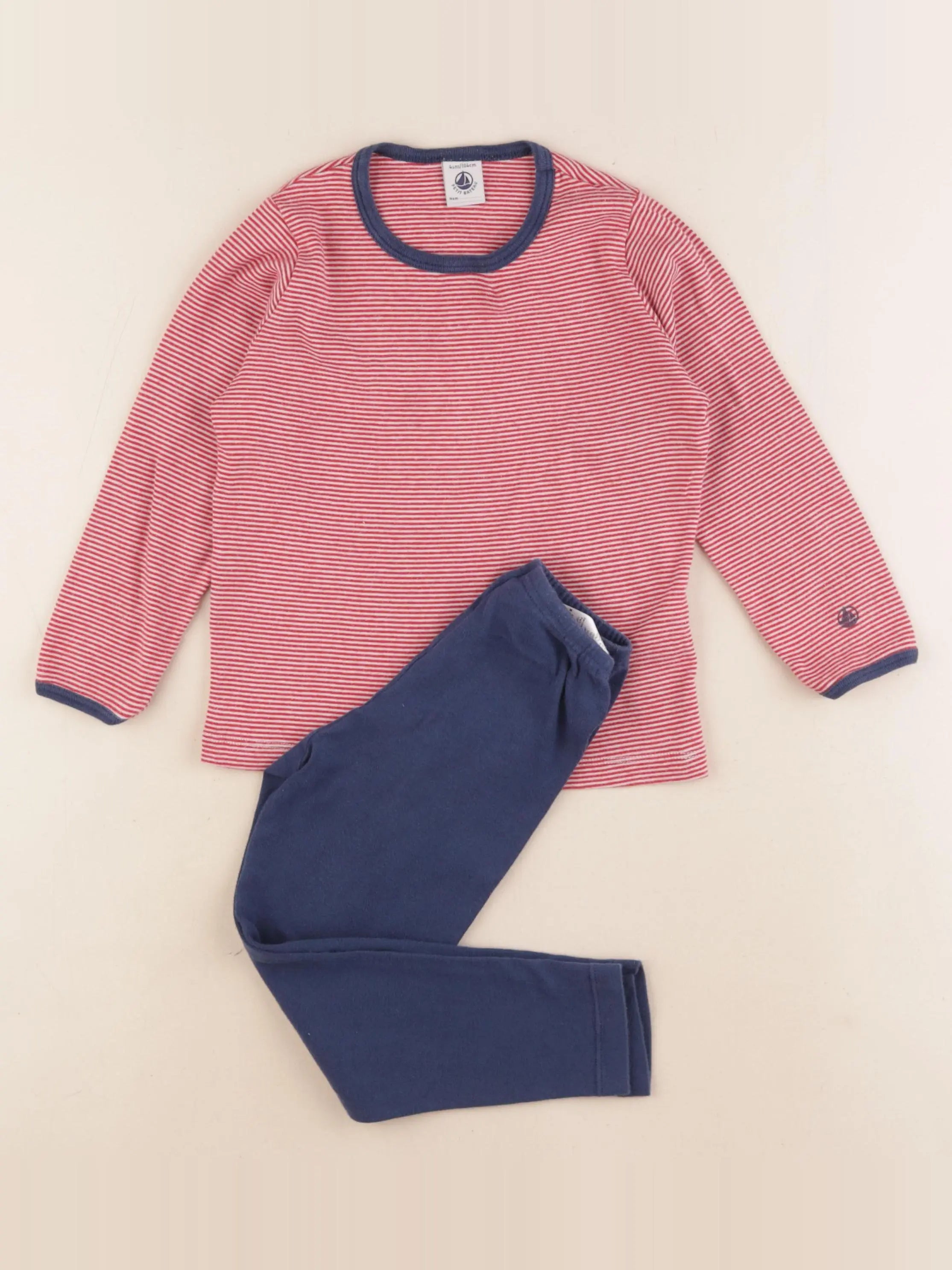 Petit Bateau - pyjama coton bleu, rouge - 4 ans
