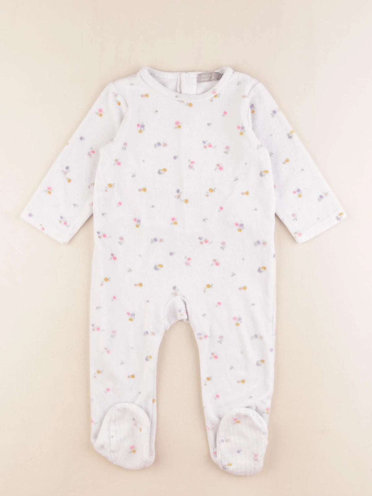 Boutchou - pyjama velours blanc, rose - 18 mois