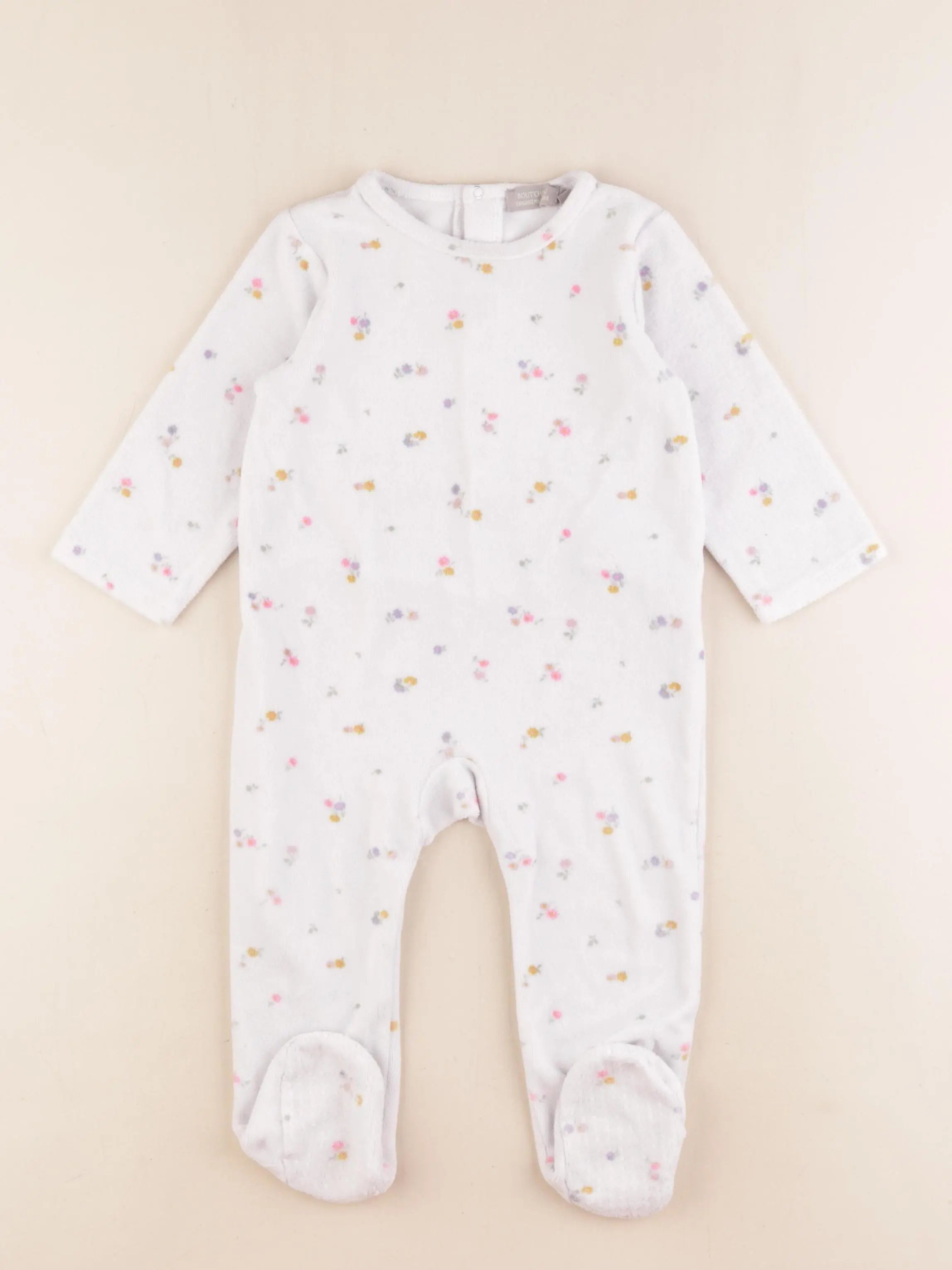 Boutchou - pyjama velours blanc, rose - 18 mois