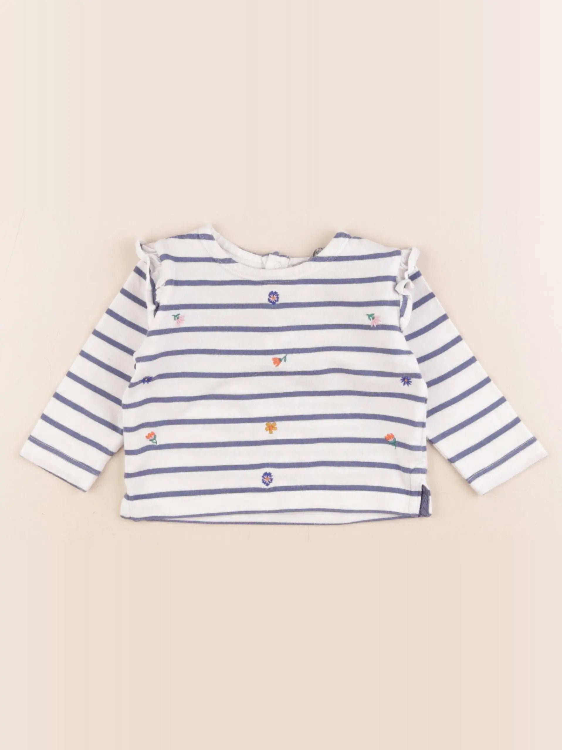 Boutchou - tee-shirt blanc, bleu - 6 mois