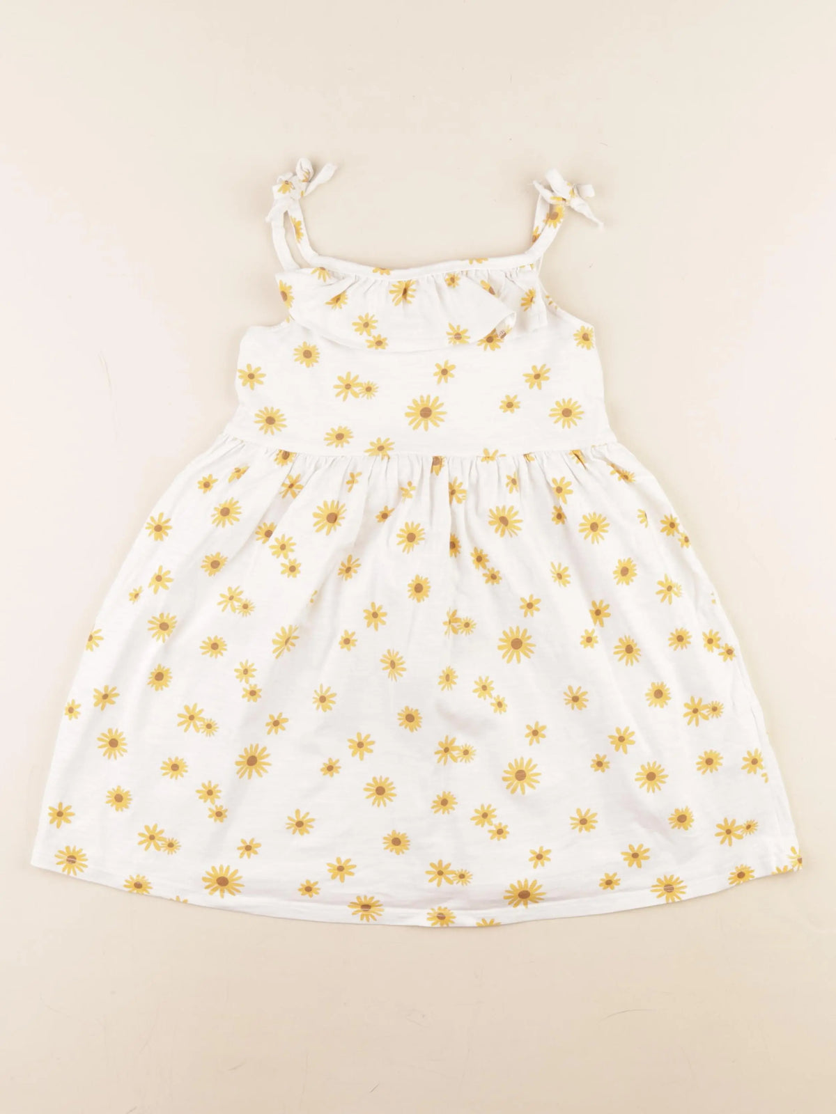 Vertbaudet - robe jaune, blanc - 6 ans