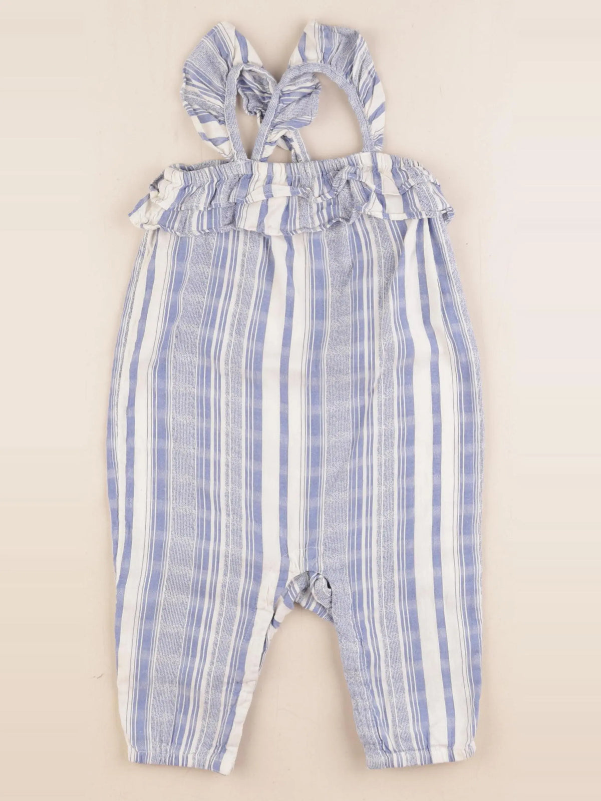 H&M - combinaison bleu, blanc - 6/9 mois