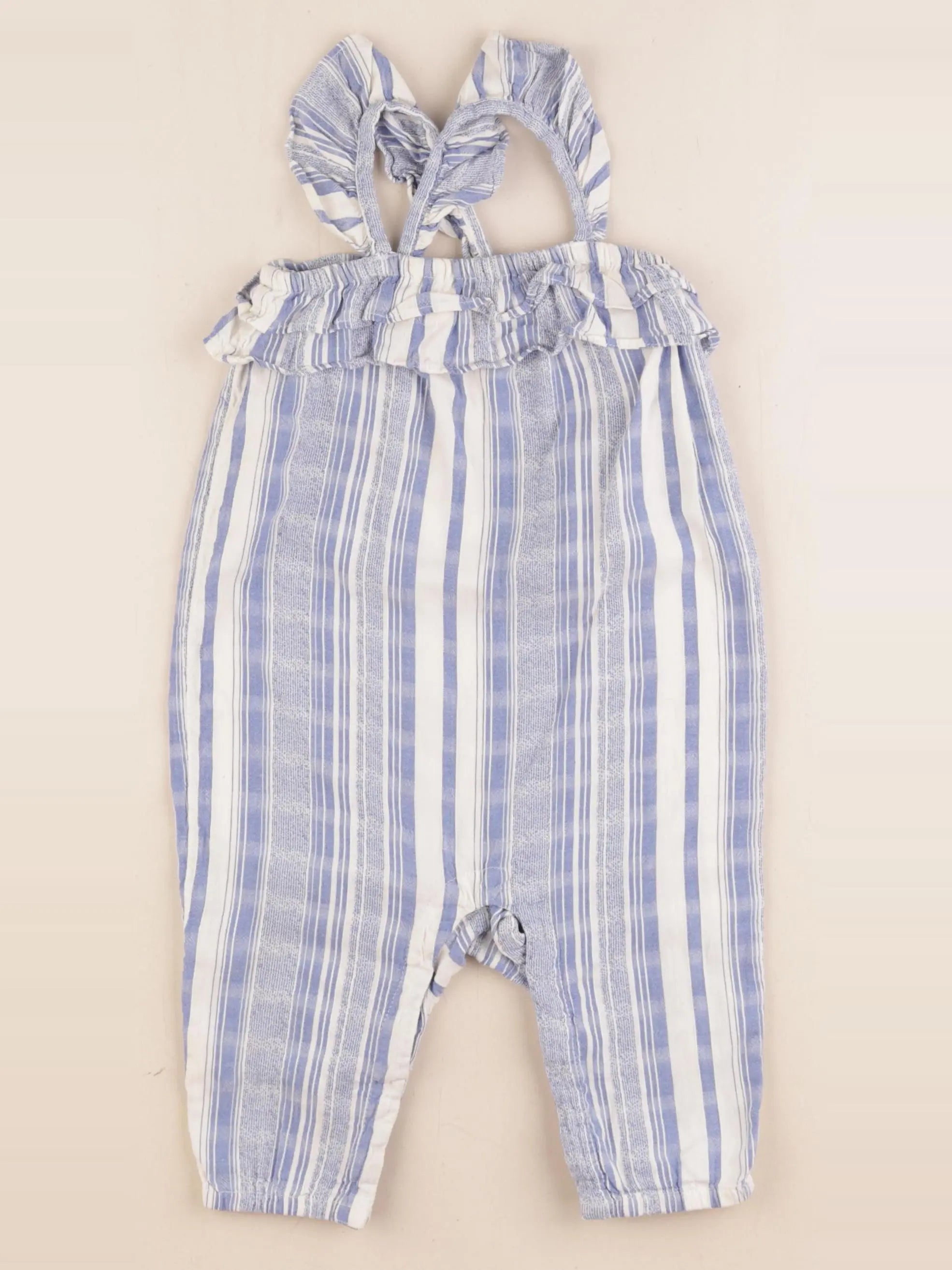 H&M - combinaison bleu, blanc - 6/9 mois