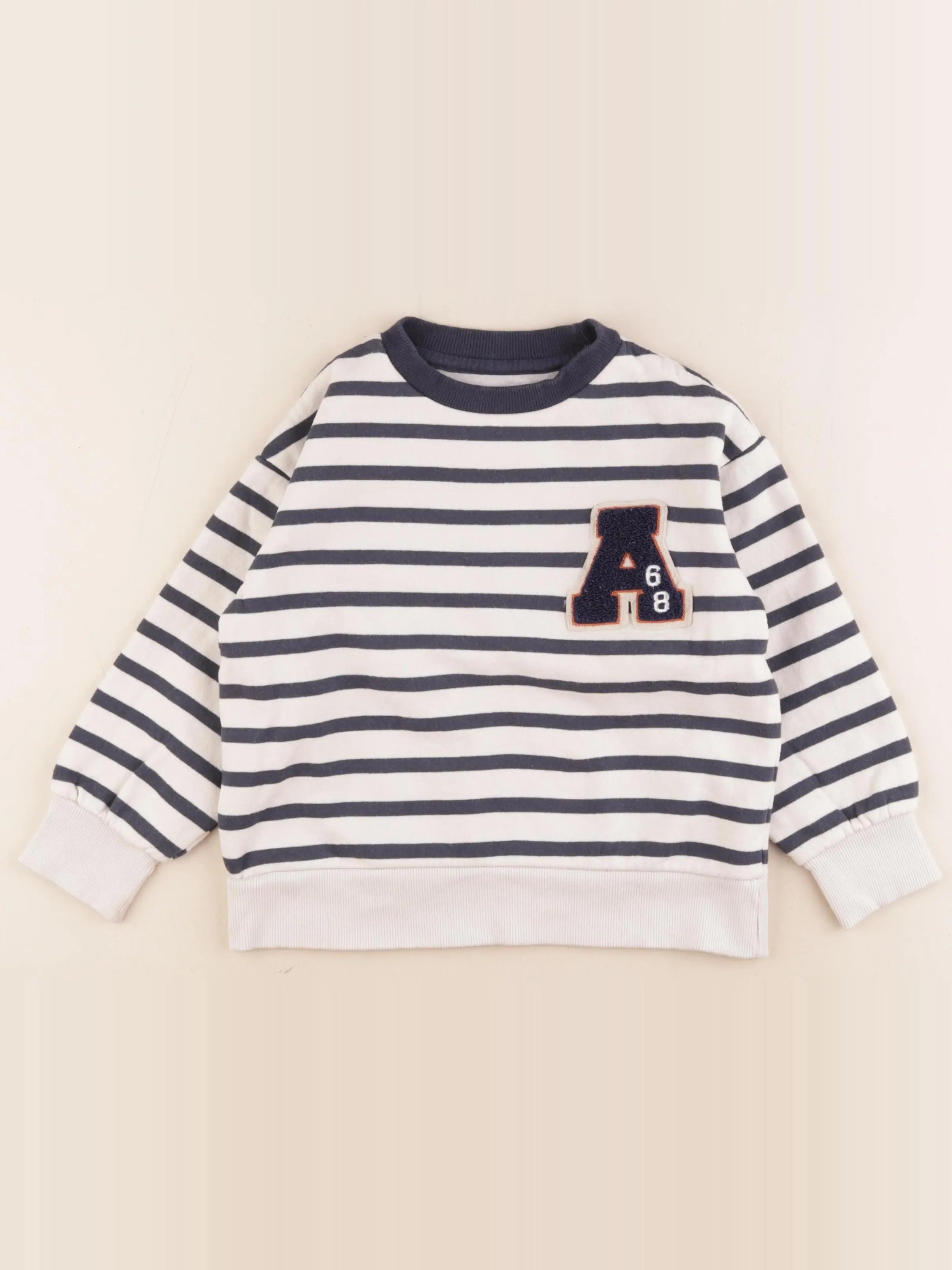 Vertbaudet - sweat bleu, blanc - 6 ans