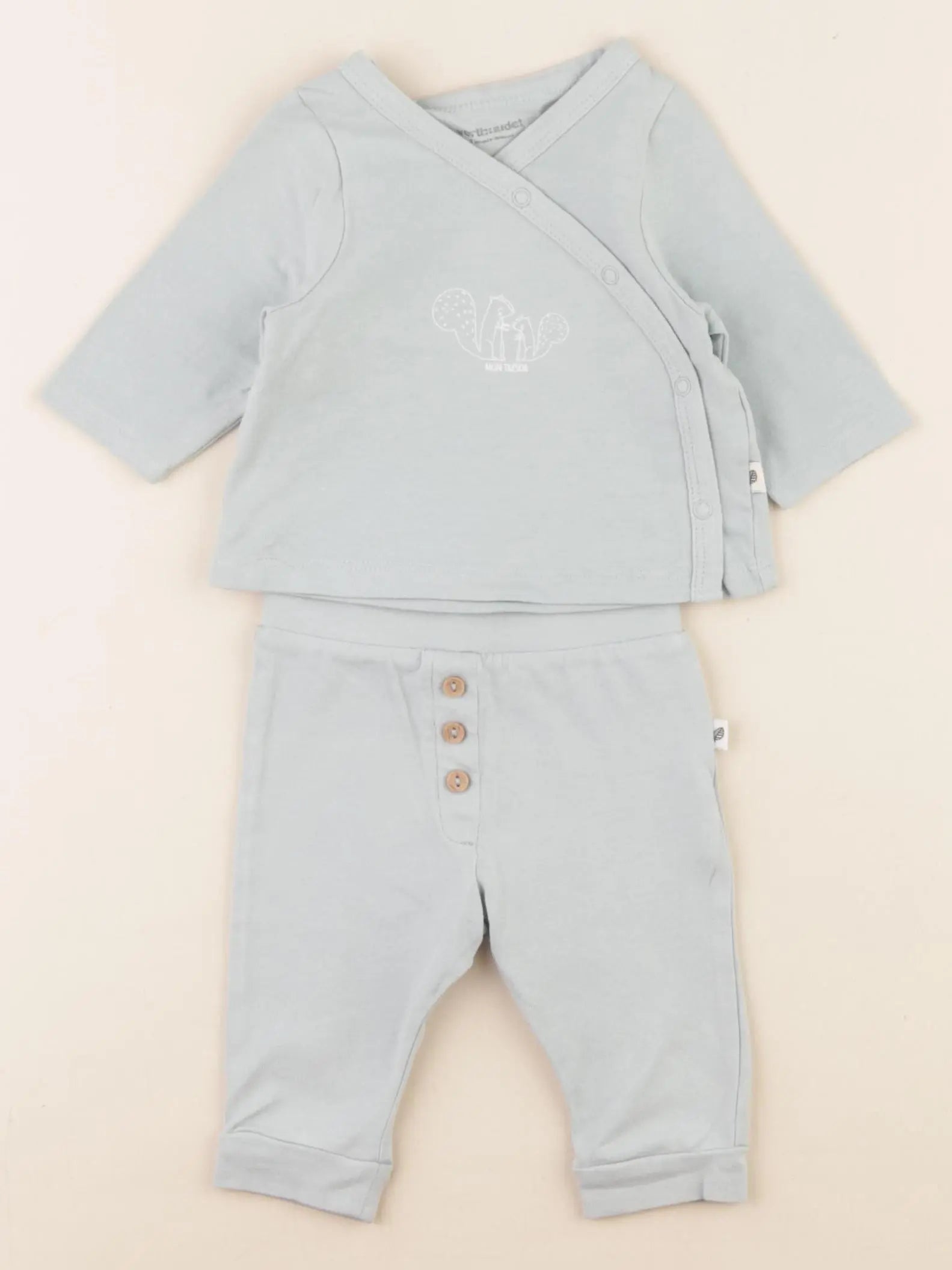 Vertbaudet - pyjama coton vert - 1 mois