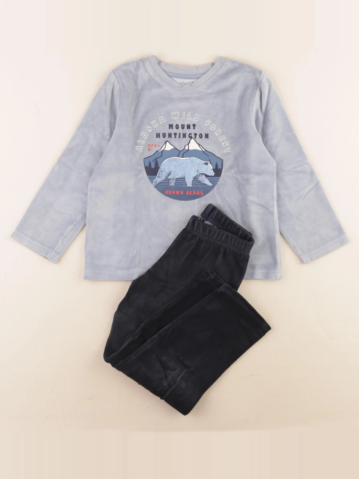 Vertbaudet - pyjama velours bleu - 5 ans